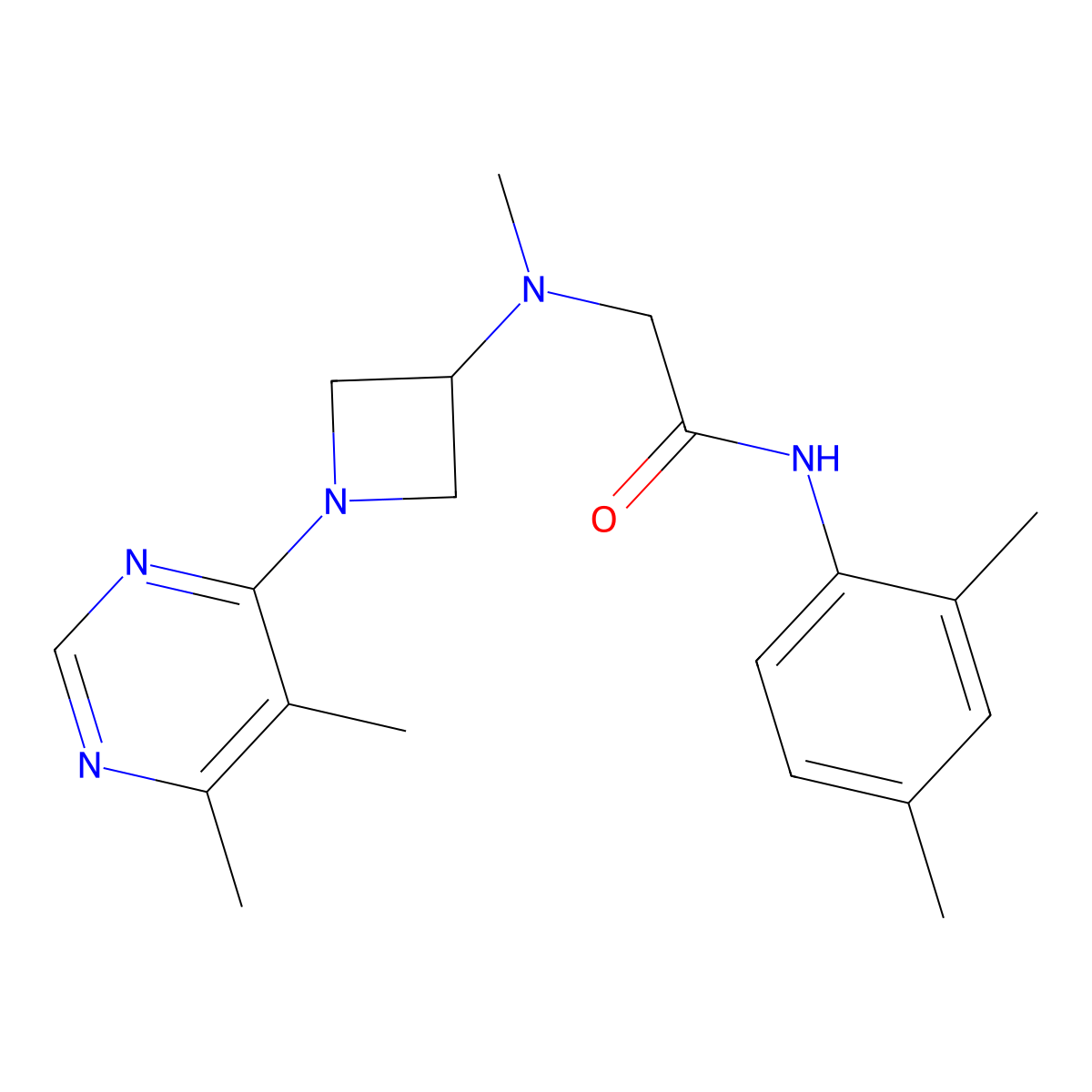 N-(2,4-dimethylphenyl)-2-{[1-(5,6-dimethylpyrimidin-4-yl)azetidin-3-yl](methyl)amino}acetamide molecular structure, CAS 3054617-13-6