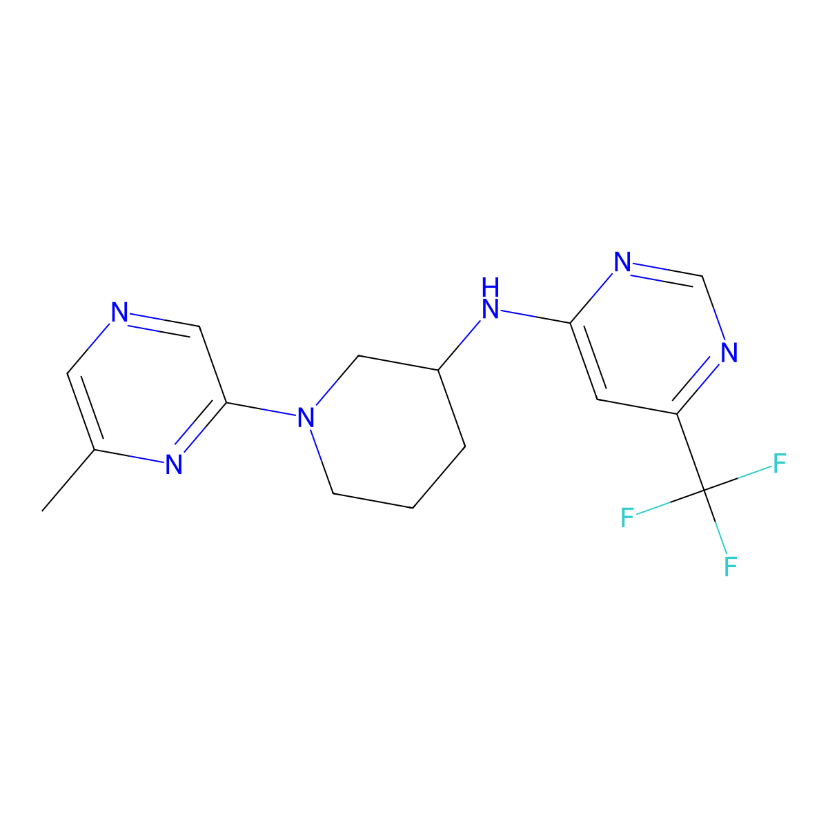 N-[1-(6-methylpyrazin-2-yl)piperidin-3-yl]-6-(trifluoromethyl)pyrimidin-4-amine molecular structure, CAS 3054617-24-9