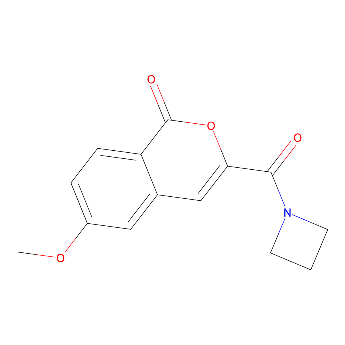 3-(azetidine-1-carbonyl)-6-methoxy-1H-isochromen-1-one molecular structure, CAS 3054617-25-0