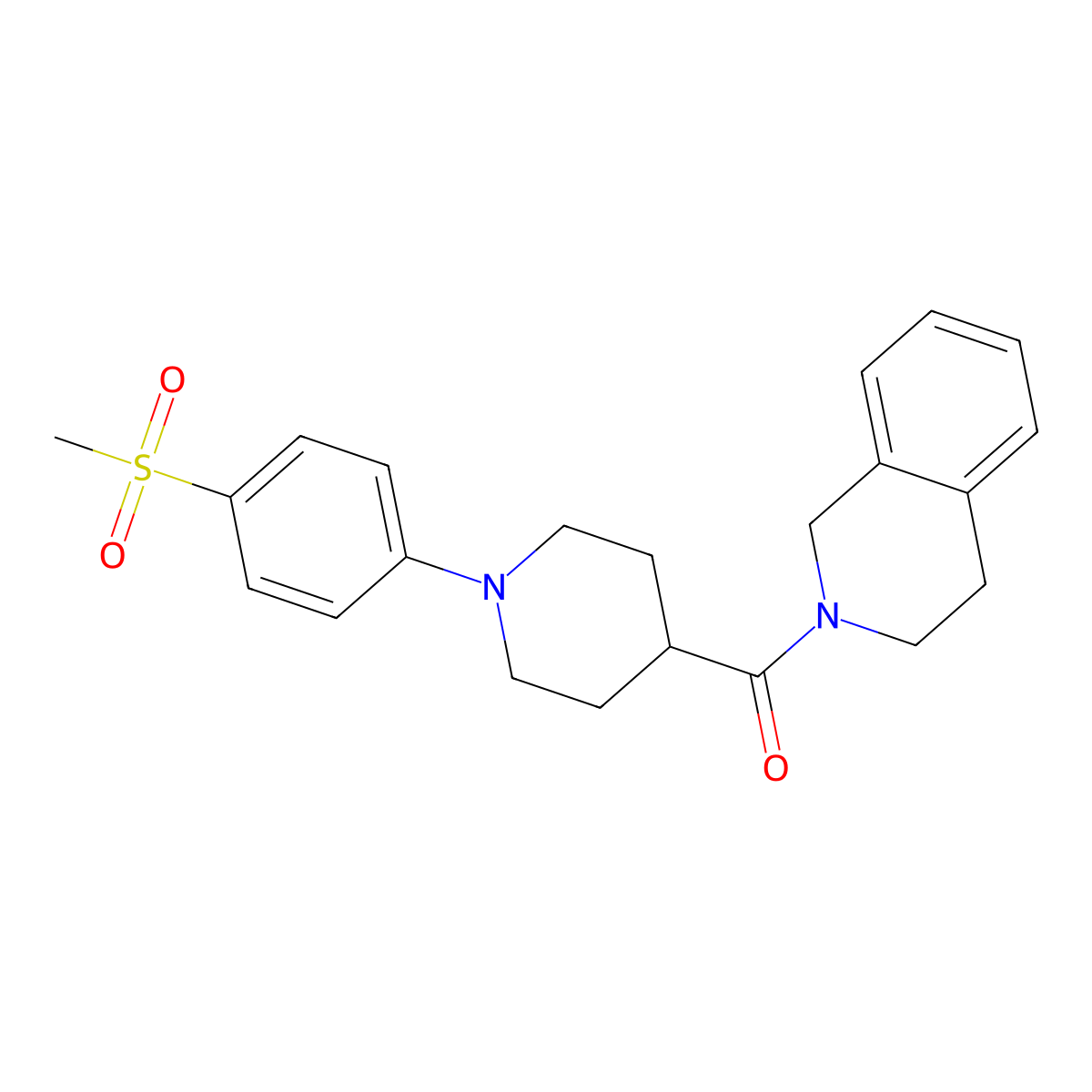 2-[1-(4-Methanesulfonylphenyl)piperidine-4-carbonyl]-1,2,3,4-tetrahydroisoquinoline molecular structure, CAS 3054617-29-4