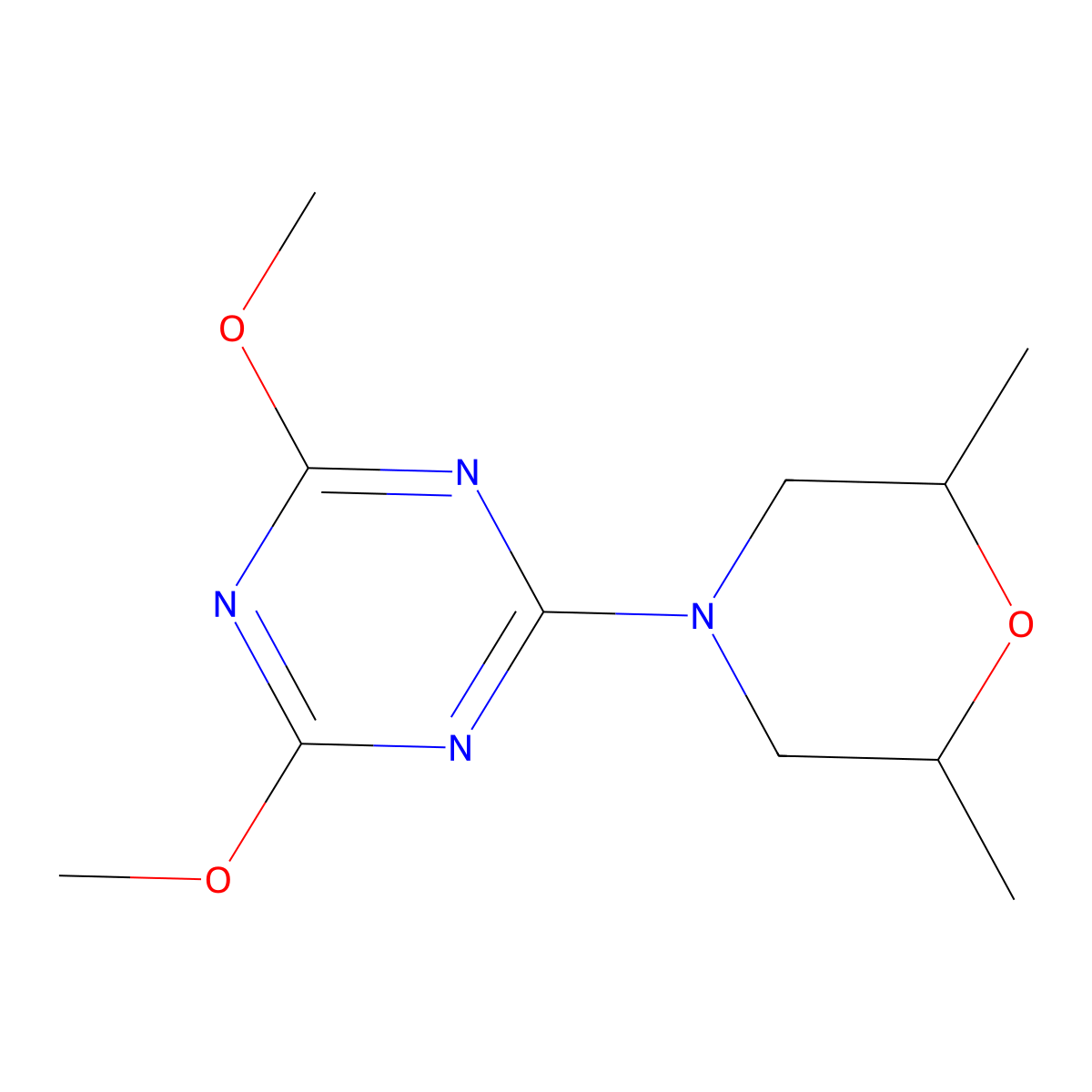 2-(2,6-Dimethylmorpholin-4-yl)-4,6-dimethoxy-1,3,5-triazine molecular structure, CAS 3054617-30-7