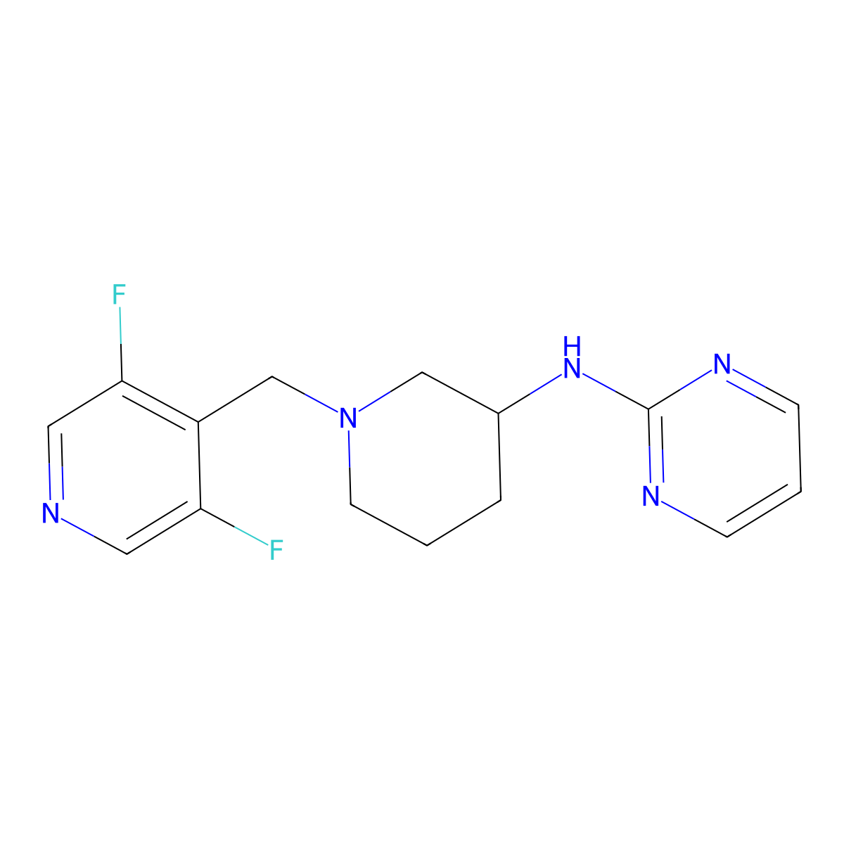 N-{1-[(3,5-difluoropyridin-4-yl)methyl]piperidin-3-yl}pyrimidin-2-amine molecular structure, CAS 3054617-31-8