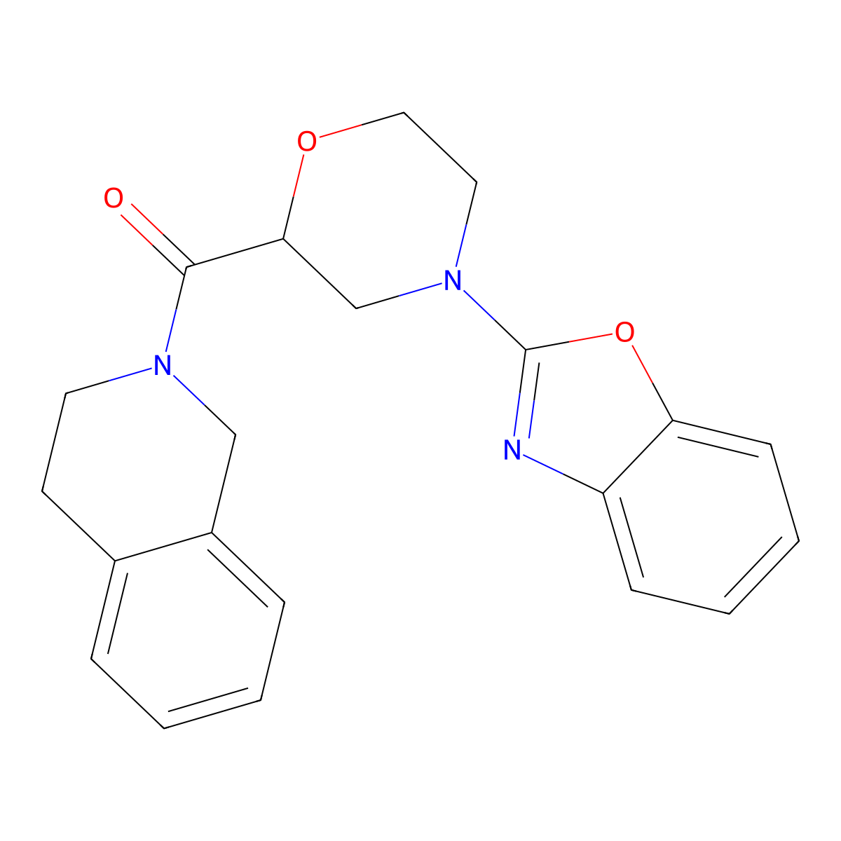 2-[4-(1,3-Benzoxazol-2-yl)morpholine-2-carbonyl]-1,2,3,4-tetrahydroisoquinoline molecular structure, CAS 3054617-32-9
