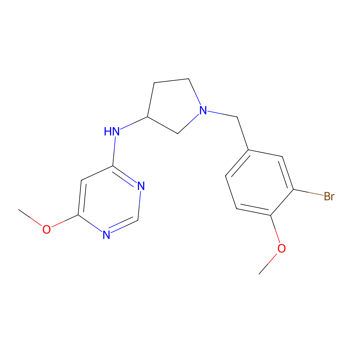N-[1-[(3-bromo-4-methoxyphenyl)methyl]pyrrolidin-3-yl]-6-methoxypyrimidin-4-amine molecular structure, CAS 3054617-34-1