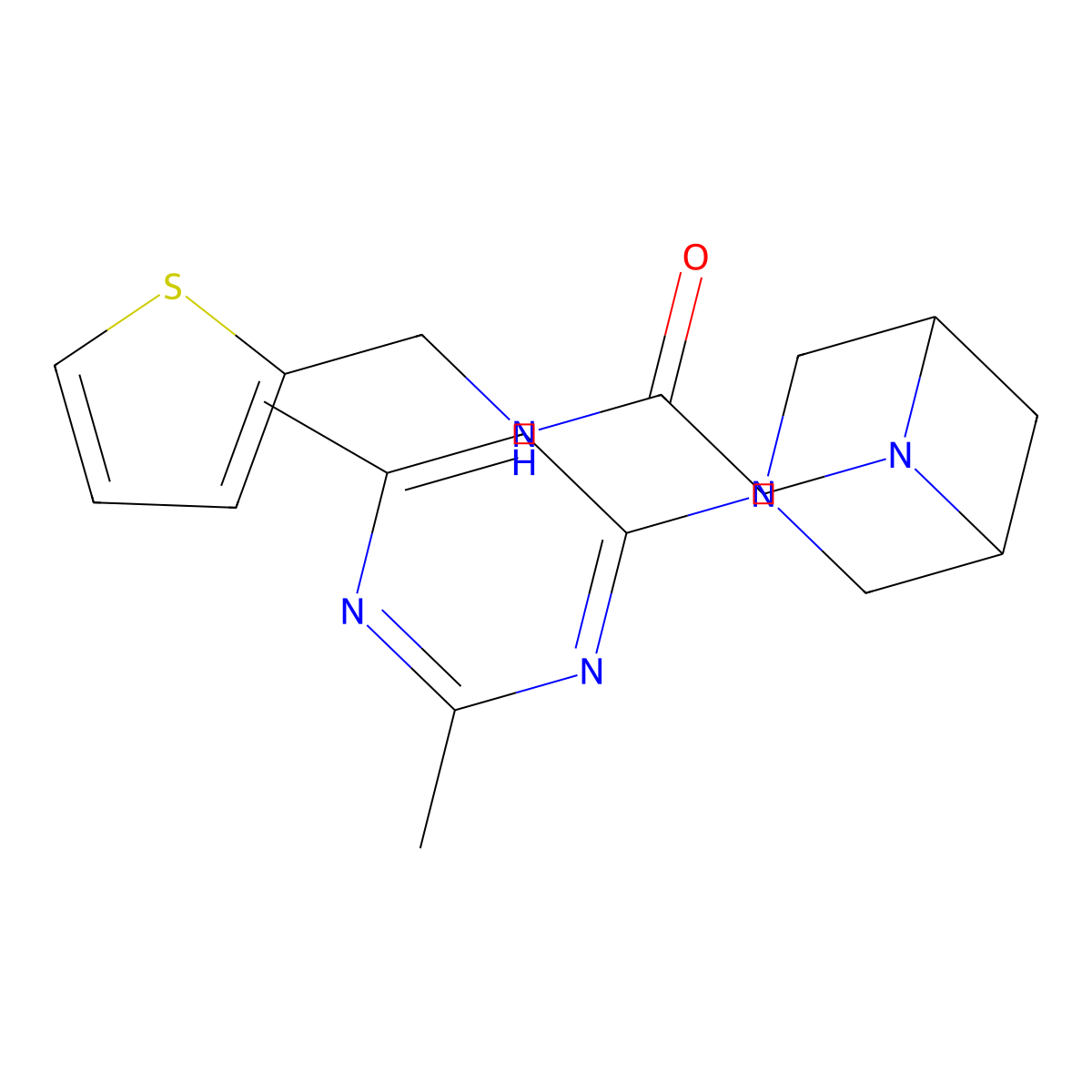 2-[3-(2,6-dimethylpyrimidin-4-yl)-3,6-diazabicyclo[3.1.1]heptan-6-yl]-N-[(thiophen-2-yl)methyl]acetamide molecular structure, CAS 3054617-38-5