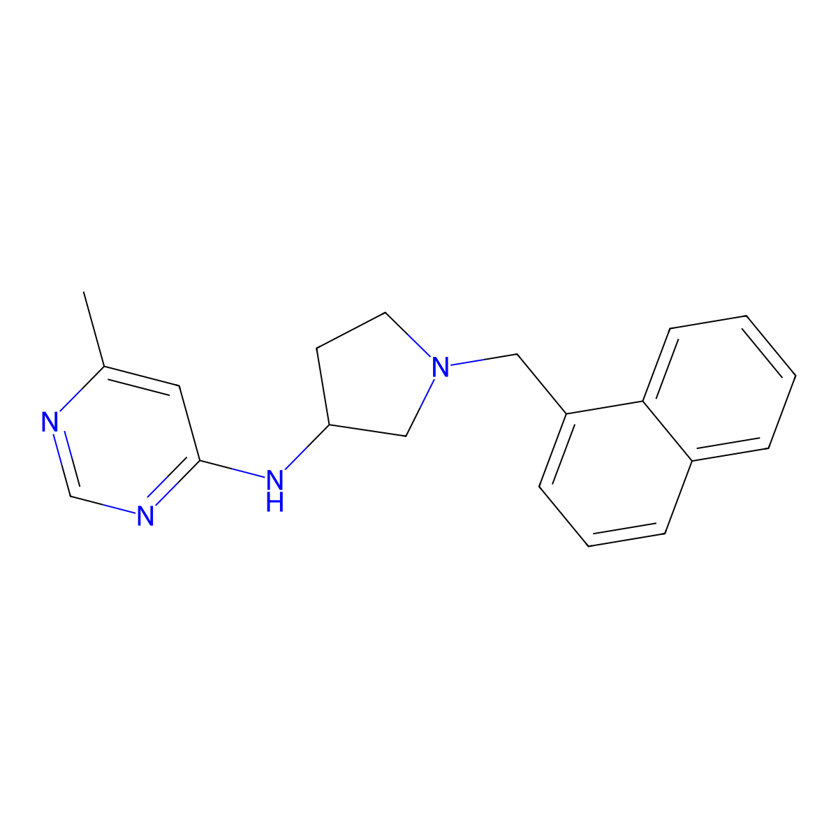 6-methyl-N-{1-[(naphthalen-1-yl)methyl]pyrrolidin-3-yl}pyrimidin-4-amine molecular structure, CAS 3054617-41-0