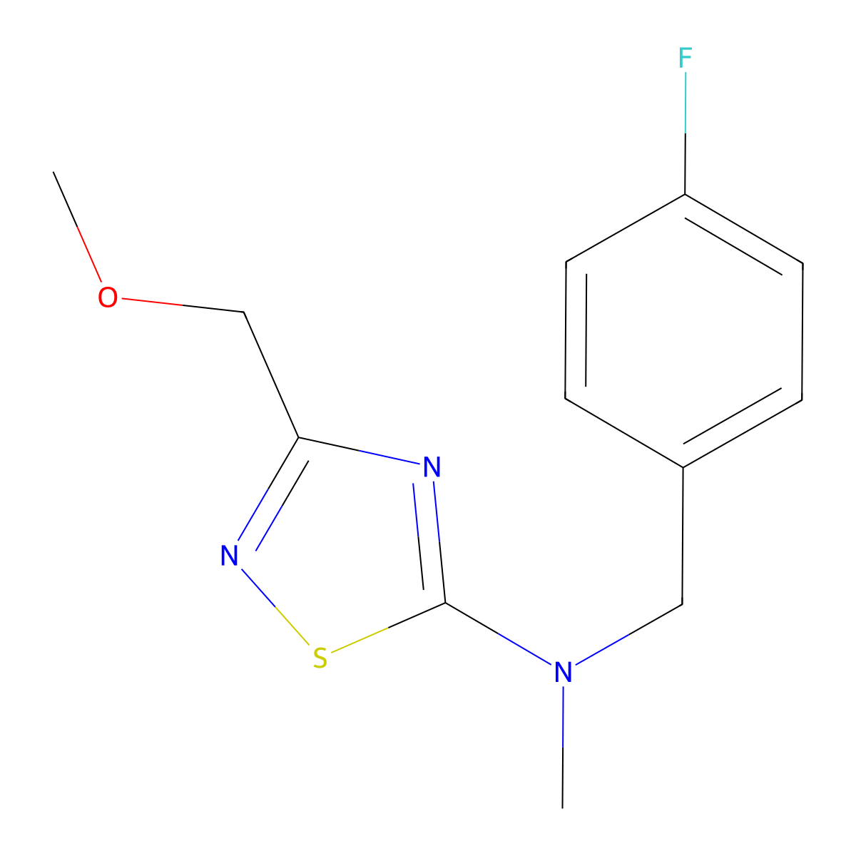 N-[(4-fluorophenyl)methyl]-3-(methoxymethyl)-N-methyl-1,2,4-thiadiazol-5-amine molecular structure, CAS 3054617-42-1