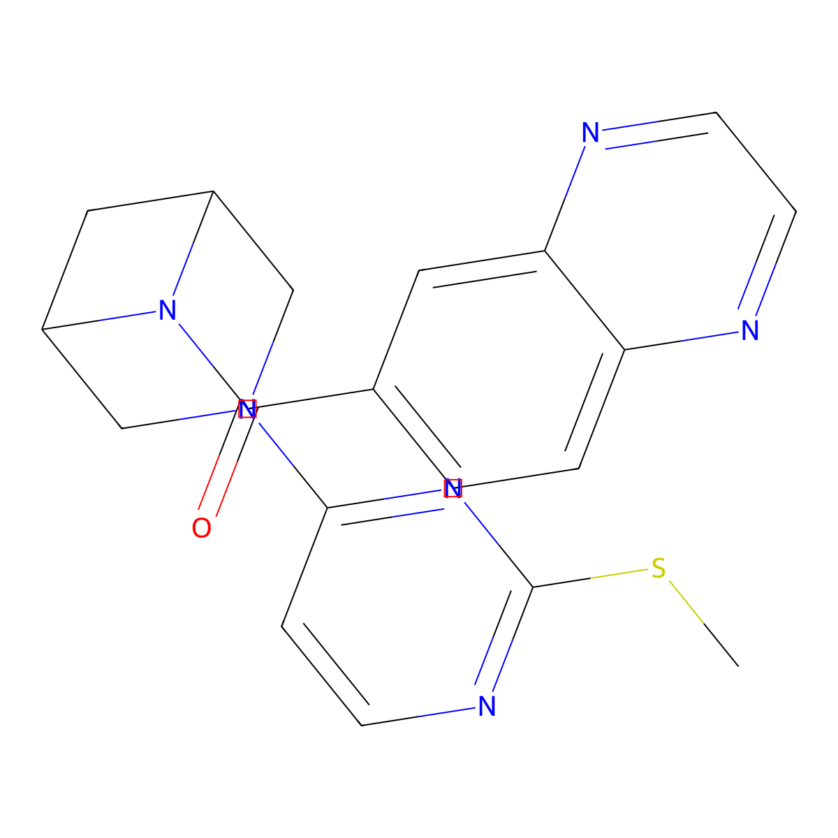 6-{3-[2-(Methylsulfanyl)pyrimidin-4-yl]-3,6-diazabicyclo[3.1.1]heptane-6-carbonyl}quinoxaline molecular structure, CAS 3054617-45-4