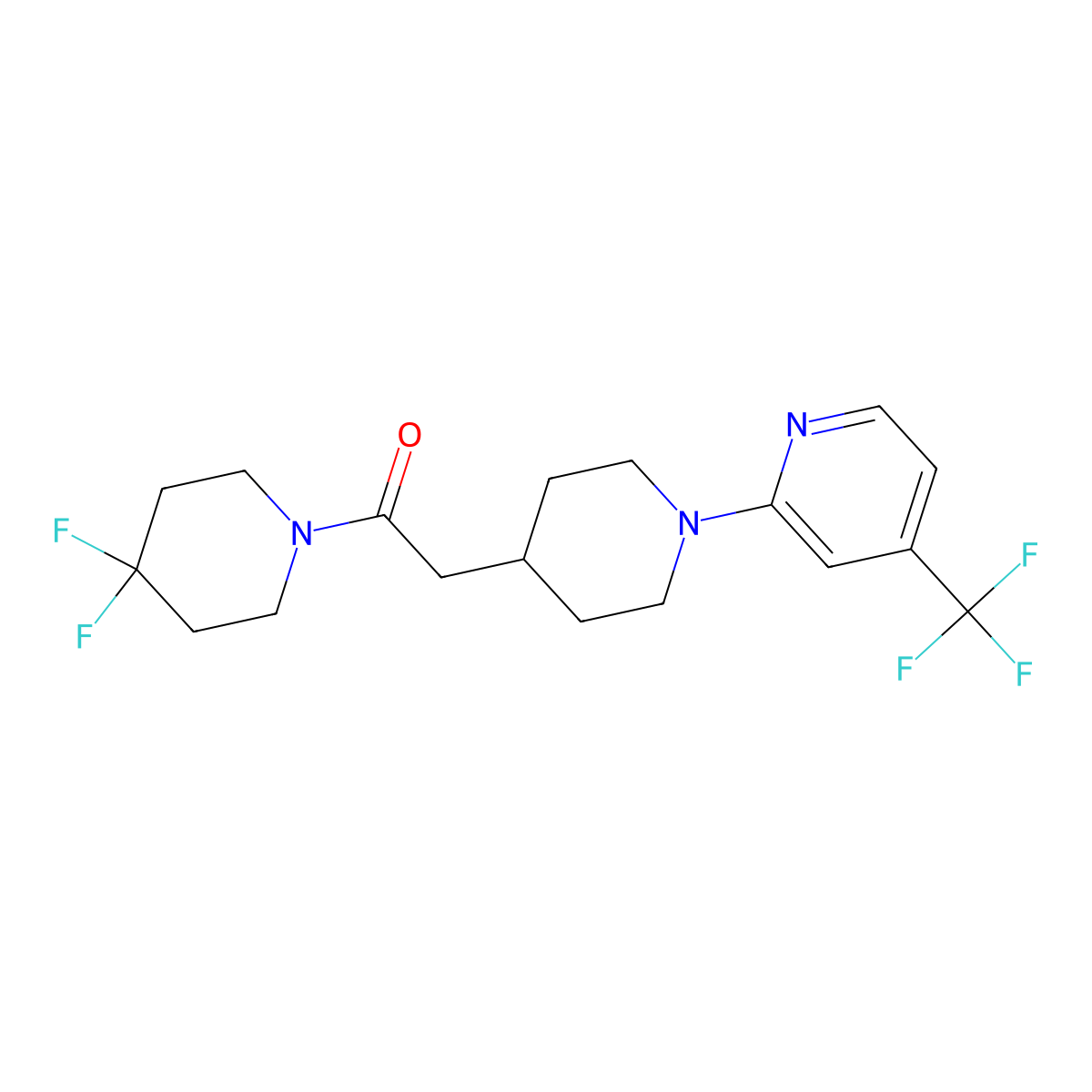 1-(4,4-Difluoropiperidin-1-yl)-2-{1-[4-(trifluoromethyl)pyridin-2-yl]piperidin-4-yl}ethan-1-one molecular structure, CAS 3054617-50-1