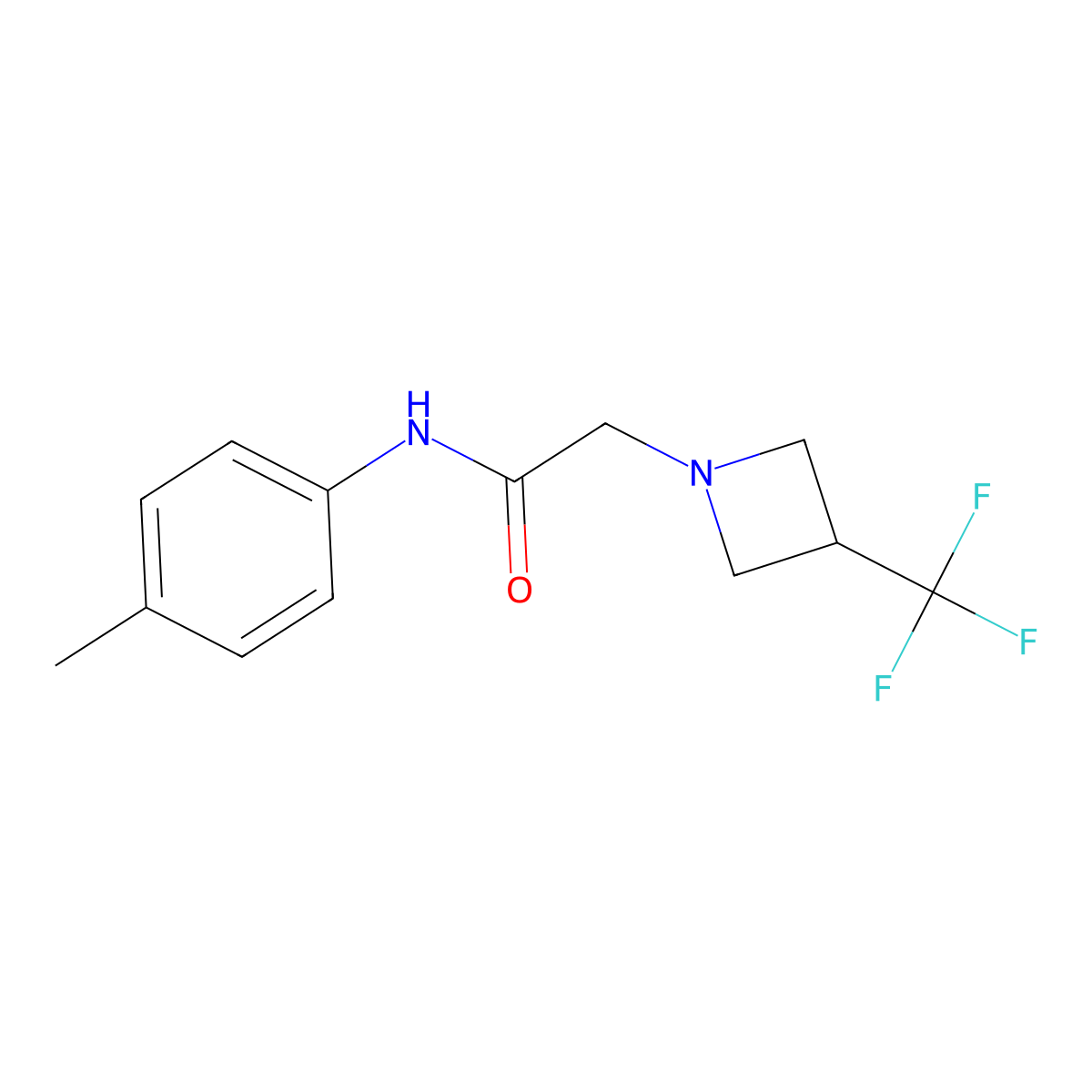 N-(4-methylphenyl)-2-[3-(trifluoromethyl)azetidin-1-yl]acetamide molecular structure, CAS 3054617-53-4