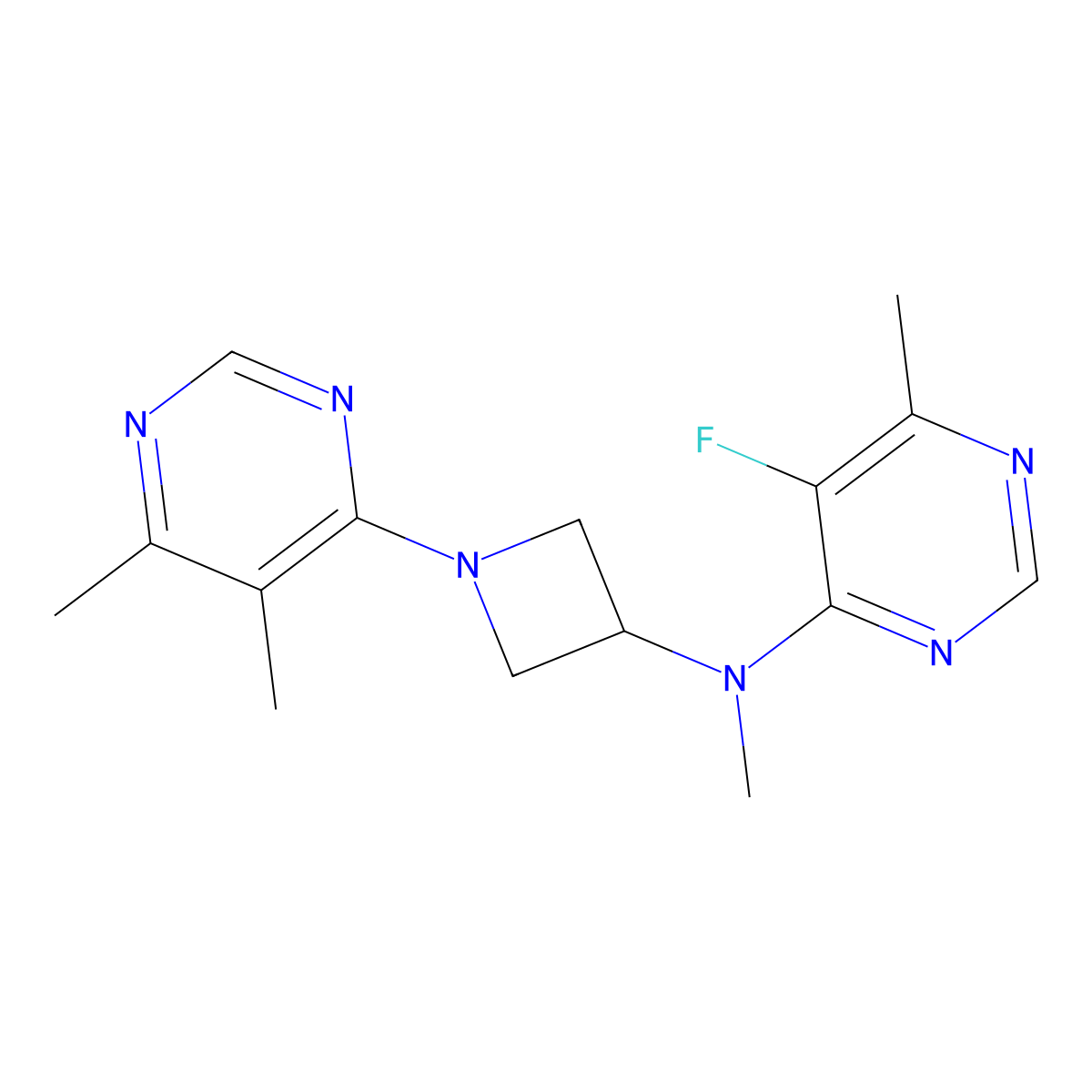 N-[1-(5,6-dimethylpyrimidin-4-yl)azetidin-3-yl]-5-fluoro-N,6-dimethylpyrimidin-4-amine molecular structure, CAS 3054617-58-9