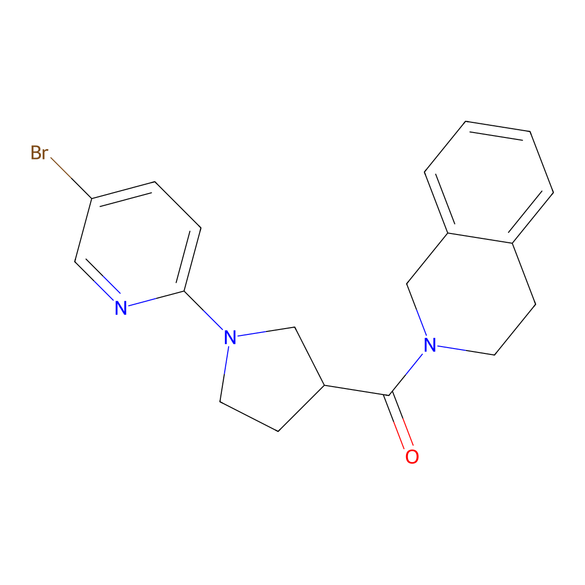 2-[1-(5-Bromopyridin-2-yl)pyrrolidine-3-carbonyl]-1,2,3,4-tetrahydroisoquinoline molecular structure, CAS 3054617-61-4