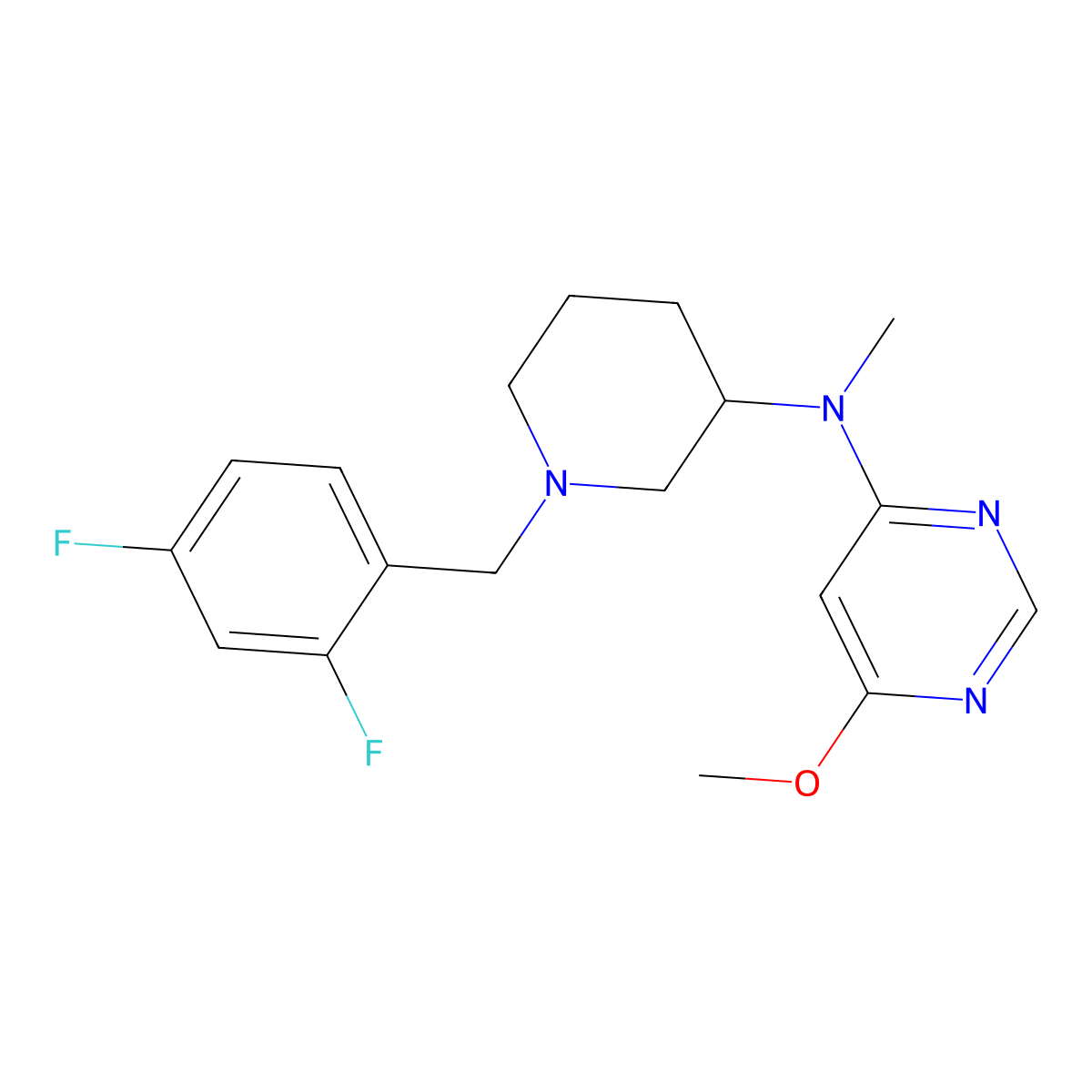 N-{1-[(2,4-difluorophenyl)methyl]piperidin-3-yl}-6-methoxy-N-methylpyrimidin-4-amine molecular structure, CAS 3054617-67-0