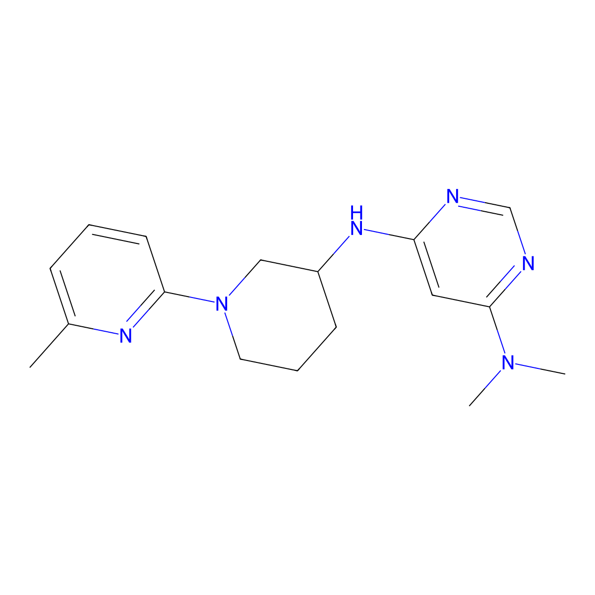N4,N4-dimethyl-N6-[1-(6-methylpyridin-2-yl)piperidin-3-yl]pyrimidine-4,6-diamine molecular structure, CAS 3054617-72-7