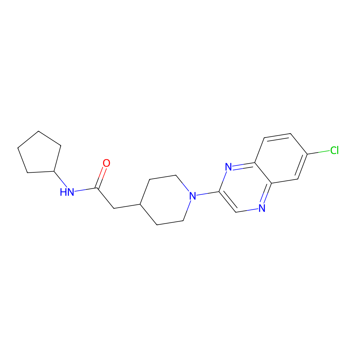 2-[1-(6-chloroquinoxalin-2-yl)piperidin-4-yl]-N-cyclopentylacetamide molecular structure, CAS 3054617-73-8