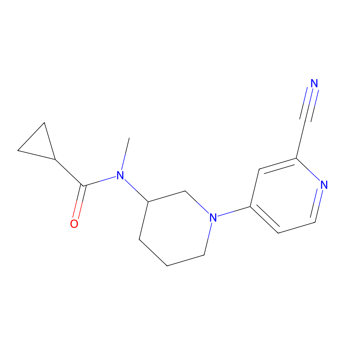 N-[1-(2-cyanopyridin-4-yl)piperidin-3-yl]-N-methylcyclopropanecarboxamide molecular structure, CAS 3054617-75-0