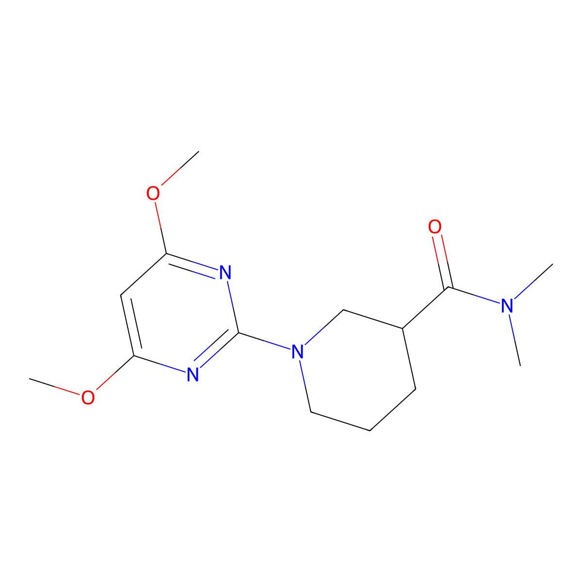 1-(4,6-dimethoxypyrimidin-2-yl)-N,N-dimethylpiperidine-3-carboxamide molecular structure, CAS 3054617-78-3