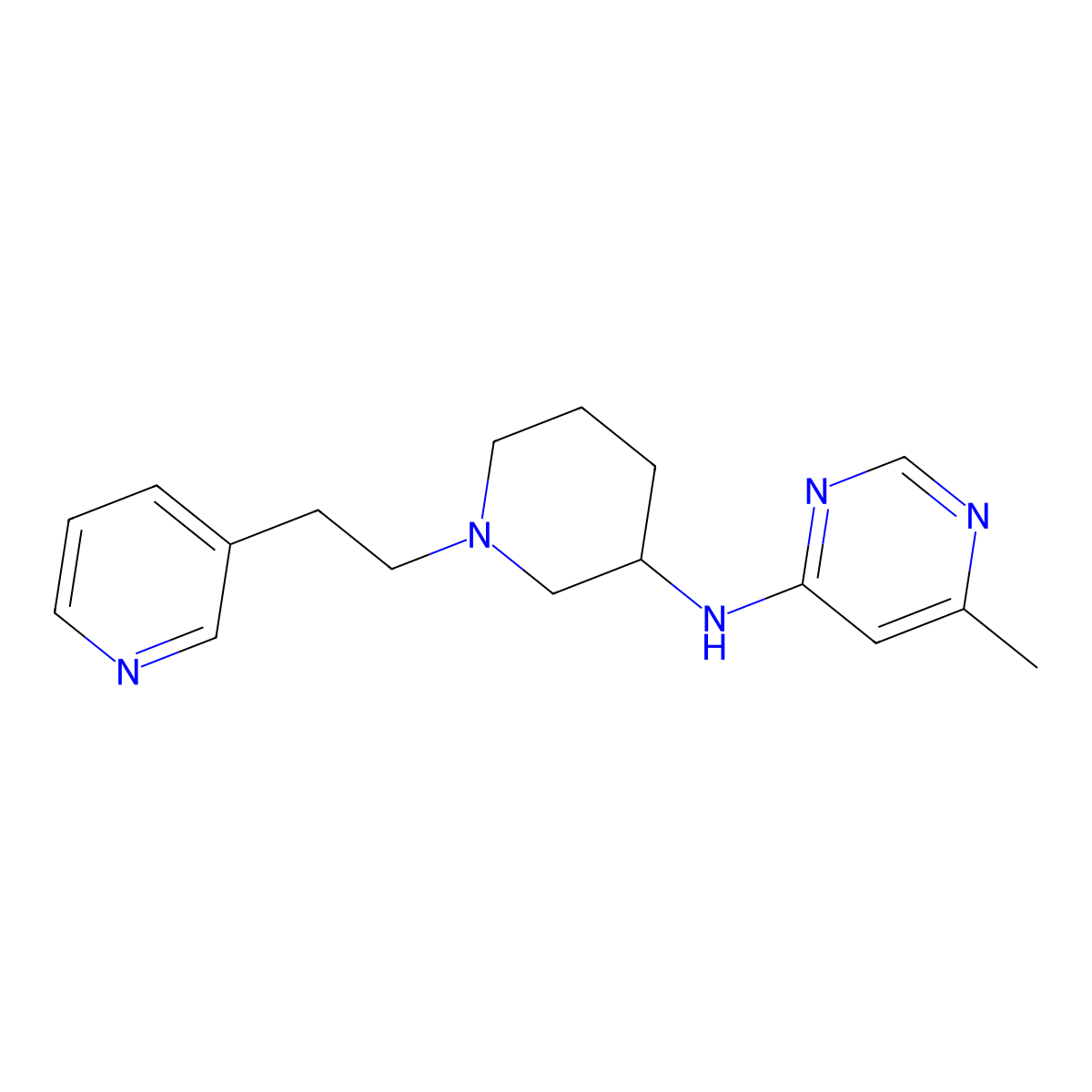 6-methyl-N-[1-(2-pyridin-3-ylethyl)piperidin-3-yl]pyrimidin-4-amine molecular structure, CAS 3054617-82-9