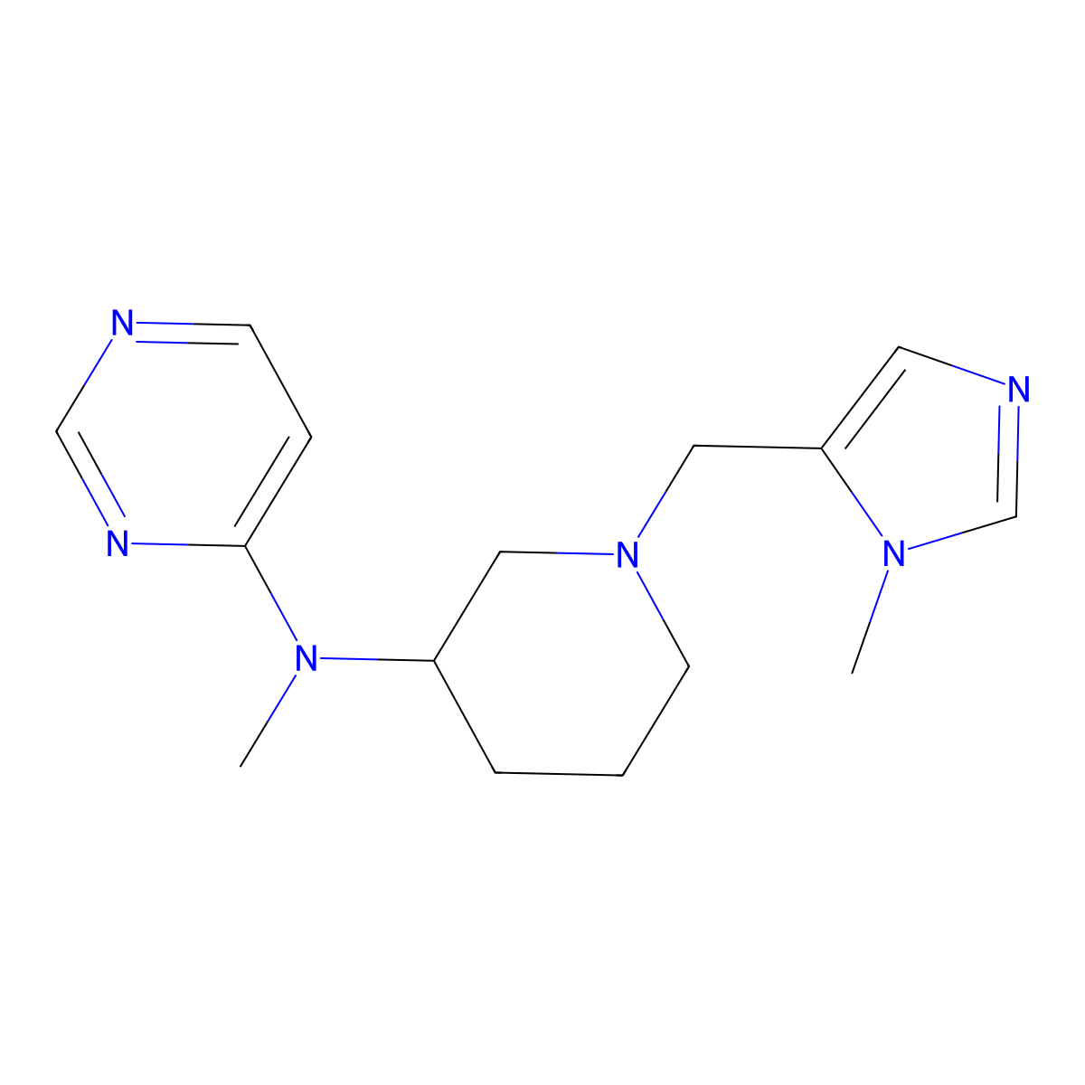 N-methyl-N-{1-[(1-methyl-1H-imidazol-5-yl)methyl]piperidin-3-yl}pyrimidin-4-amine molecular structure, CAS 3054617-94-3