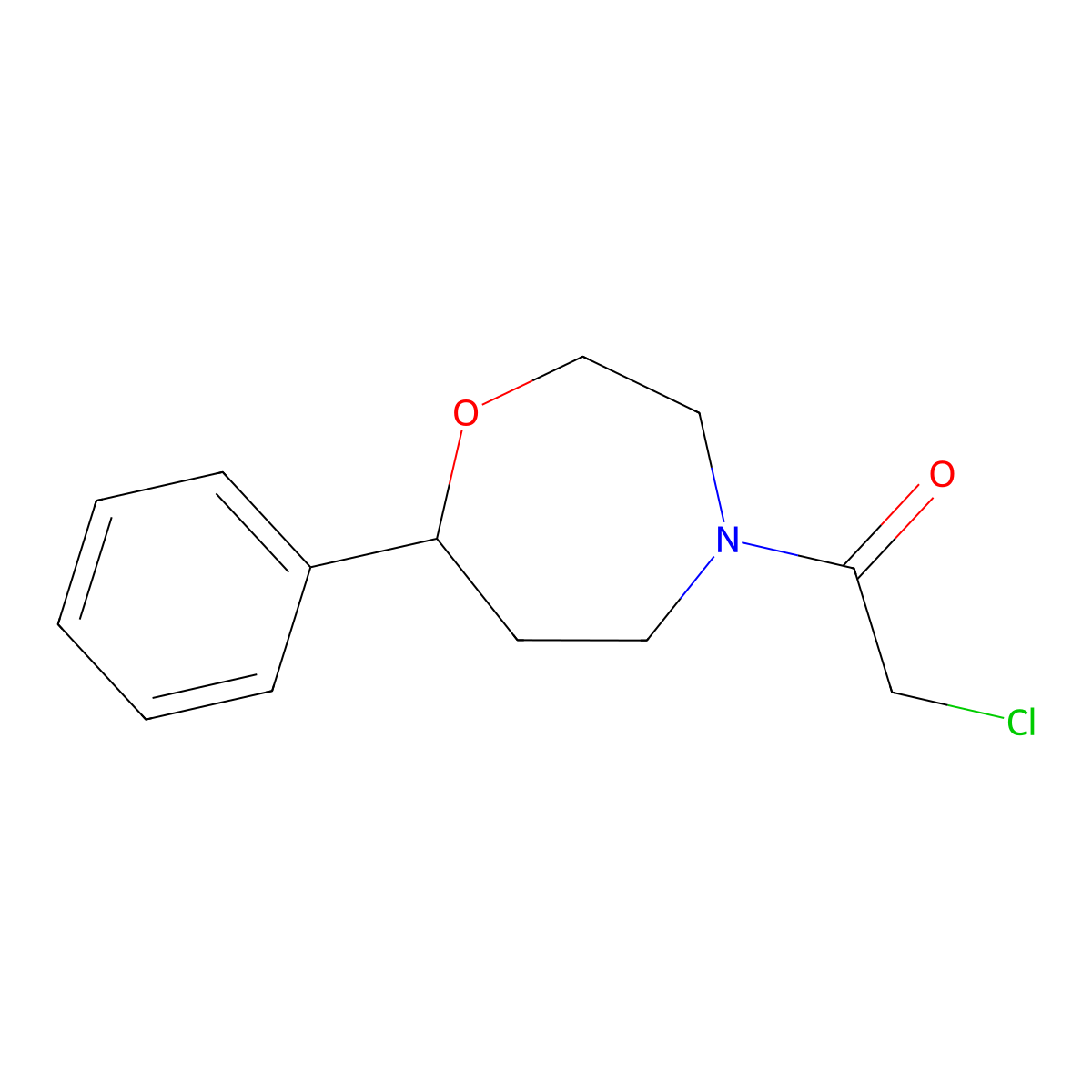 2-Chloro-1-(7-phenyl-1,4-oxazepan-4-yl)ethan-1-one molecular structure, CAS 3054617-95-4