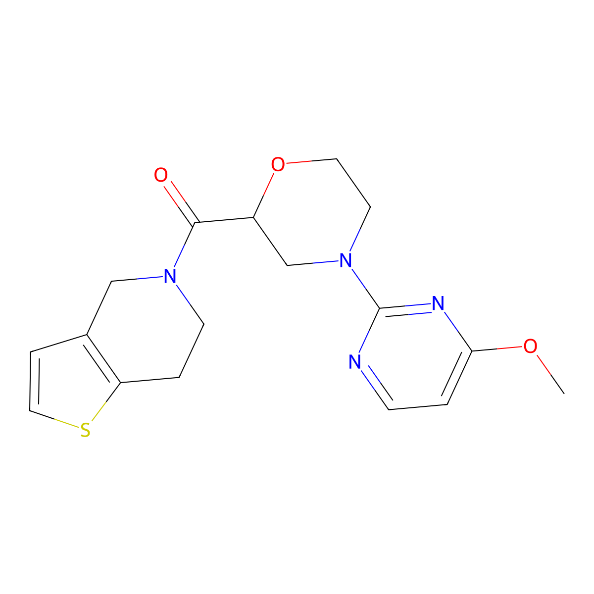 4-(4-methoxypyrimidin-2-yl)-2-{4H,5H,6H,7H-thieno[3,2-c]pyridine-5-carbonyl}morpholine molecular structure, CAS 3054617-96-5