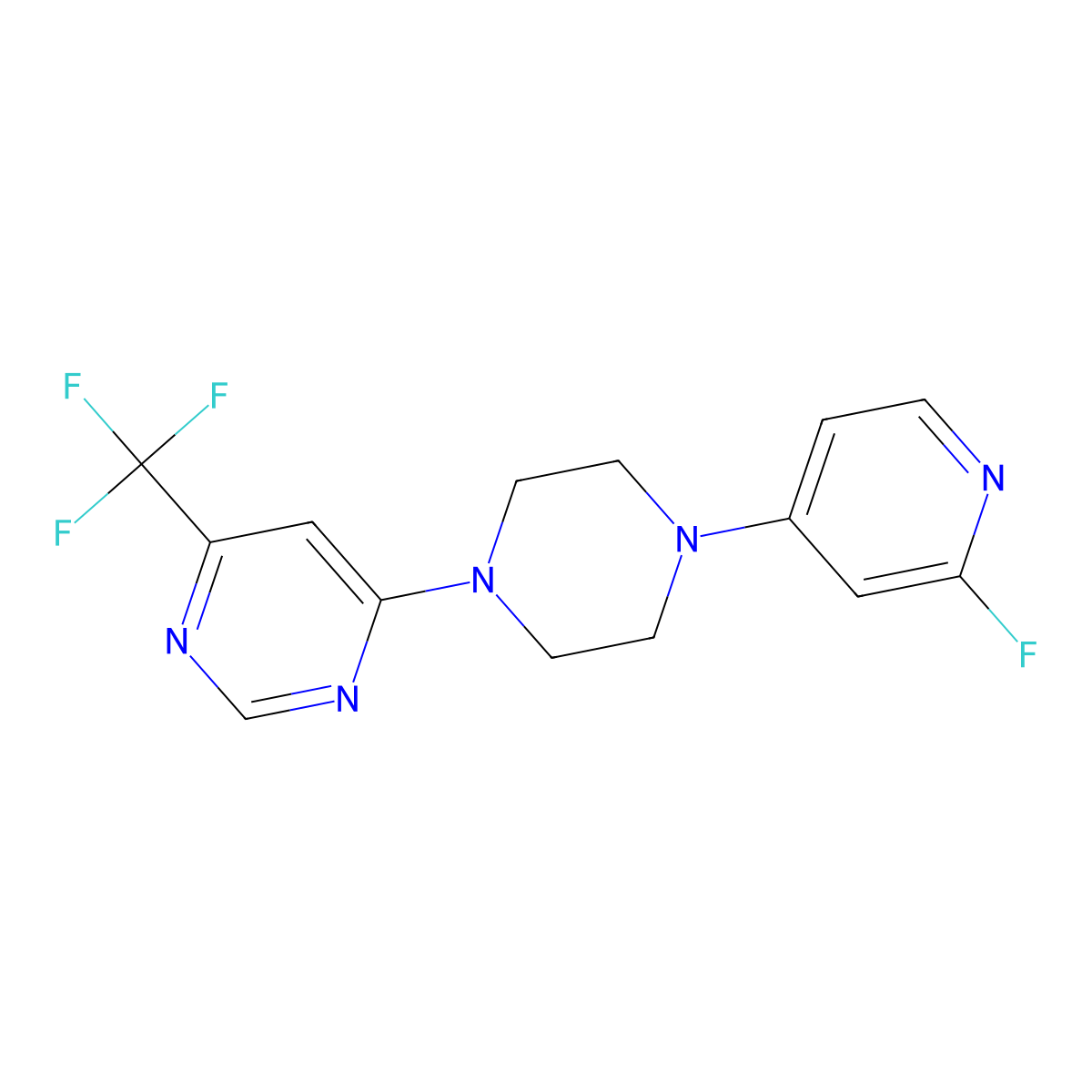 4-[4-(2-Fluoropyridin-4-yl)piperazin-1-yl]-6-(trifluoromethyl)pyrimidine molecular structure, CAS 3054618-02-6