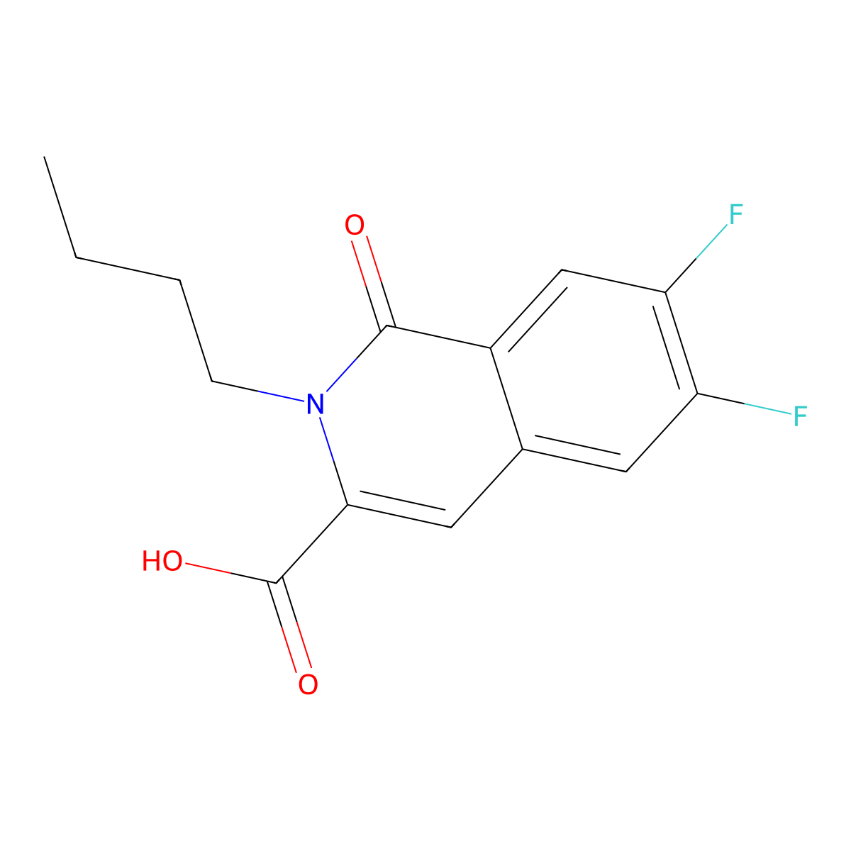 2-Butyl-6,7-difluoro-1-oxo-1,2-dihydroisoquinoline-3-carboxylic acid molecular structure, CAS 3054618-07-1