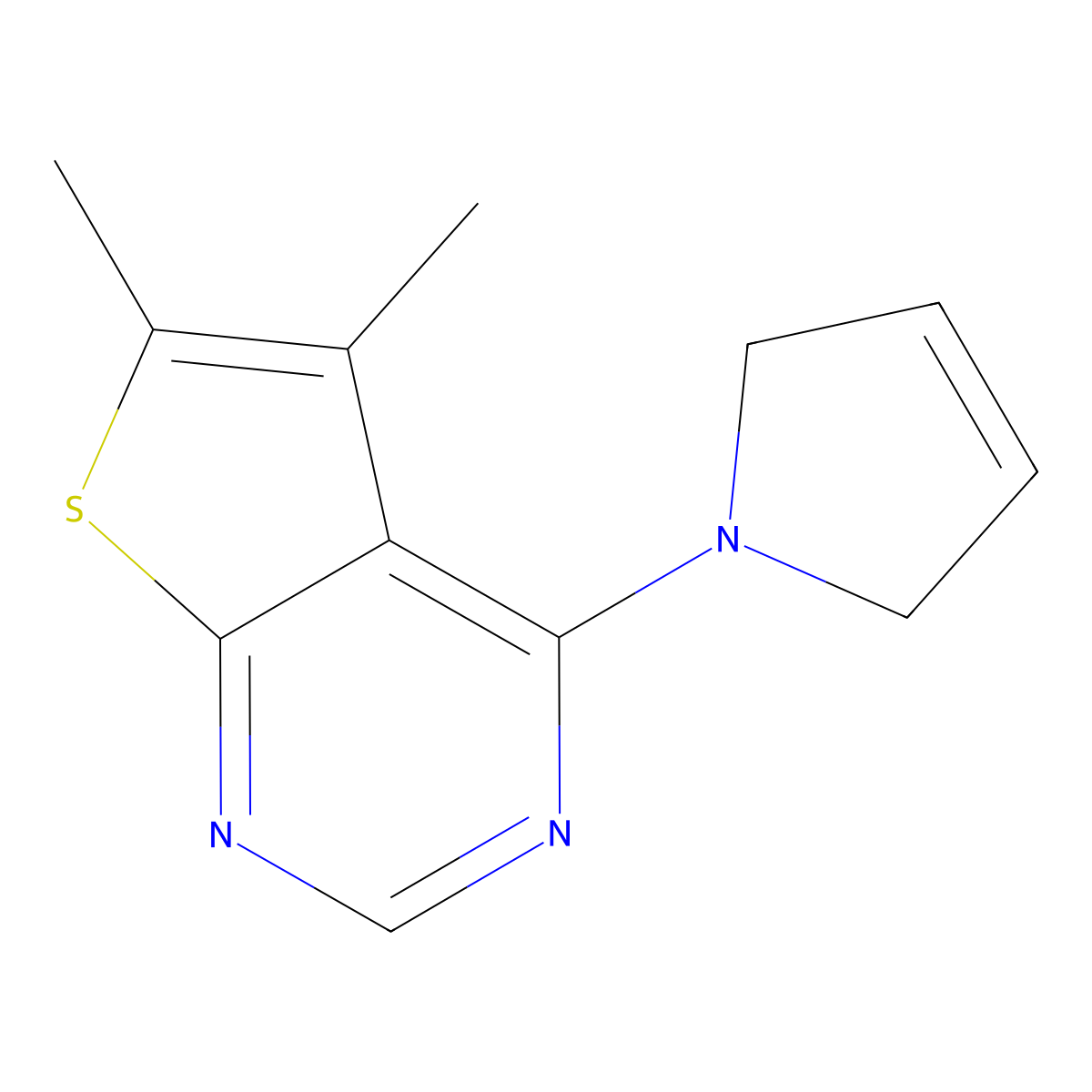 1-{5,6-dimethylthieno[2,3-d]pyrimidin-4-yl}-2,5-dihydro-1H-pyrrole molecular structure, CAS 3054618-09-3