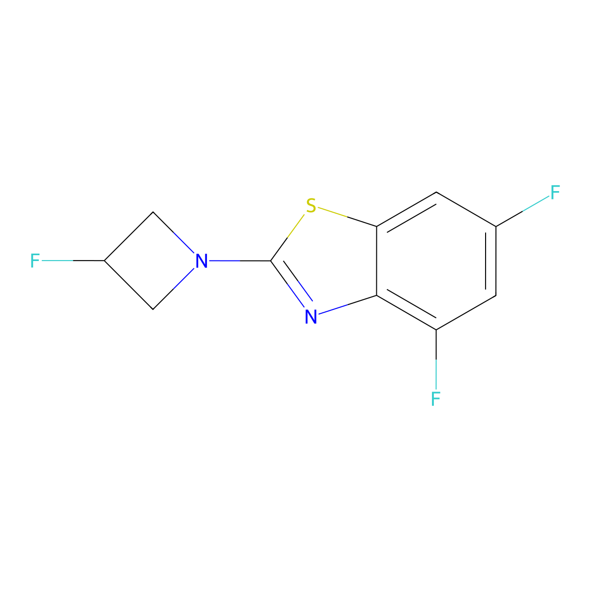 4,6-Difluoro-2-(3-fluoroazetidin-1-yl)-1,3-benzothiazole molecular structure, CAS 3054618-10-6