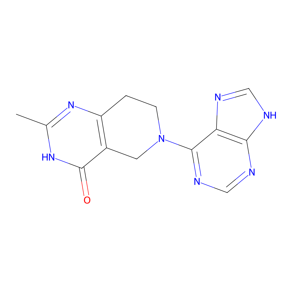 2-methyl-6-(9H-purin-6-yl)-3H,4H,5H,6H,7H,8H-pyrido[4,3-d]pyrimidin-4-one molecular structure, CAS 3054618-11-7