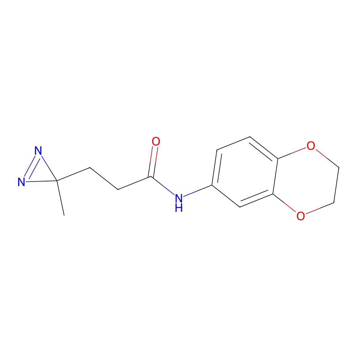 N-(2,3-dihydro-1,4-benzodioxin-6-yl)-3-(3-methyl-3H-diazirin-3-yl)propanamide molecular structure, CAS 3054618-16-2