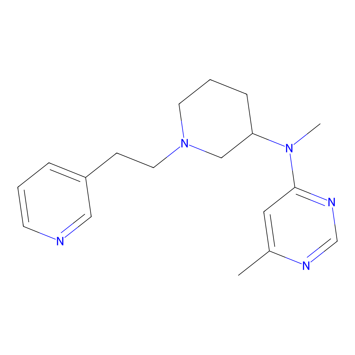 N,6-dimethyl-N-{1-[2-(pyridin-3-yl)ethyl]piperidin-3-yl}pyrimidin-4-amine molecular structure, CAS 3054618-17-3