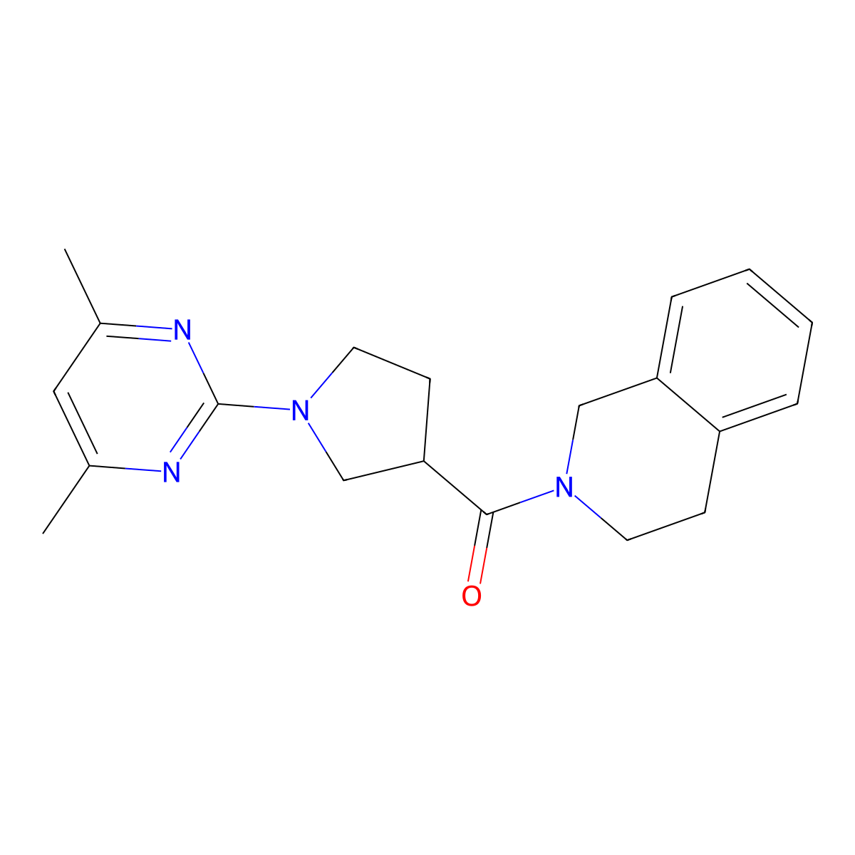 2-[1-(4,6-Dimethylpyrimidin-2-yl)pyrrolidine-3-carbonyl]-1,2,3,4-tetrahydroisoquinoline molecular structure, CAS 3054618-18-4