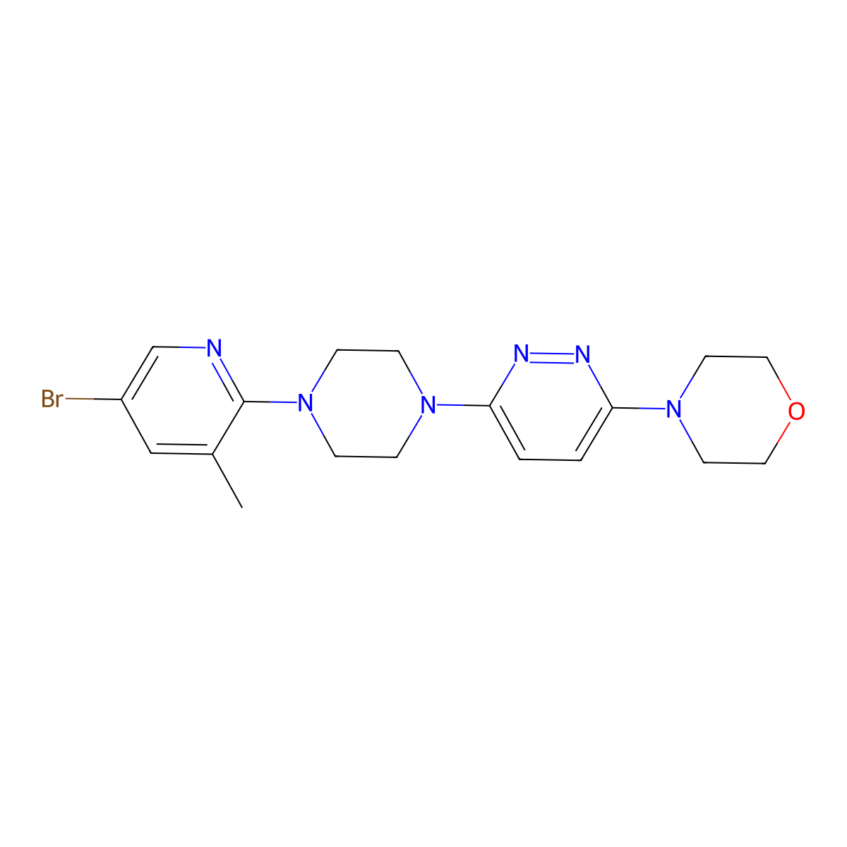 4-{6-[4-(5-Bromo-3-methylpyridin-2-yl)piperazin-1-yl]pyridazin-3-yl}morpholine molecular structure, CAS 3054618-23-1