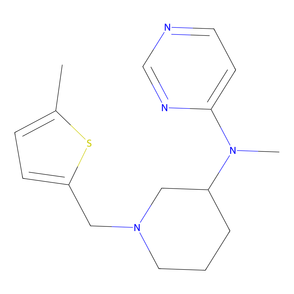 N-methyl-N-{1-[(5-methylthiophen-2-yl)methyl]piperidin-3-yl}pyrimidin-4-amine molecular structure, CAS 3054618-31-1