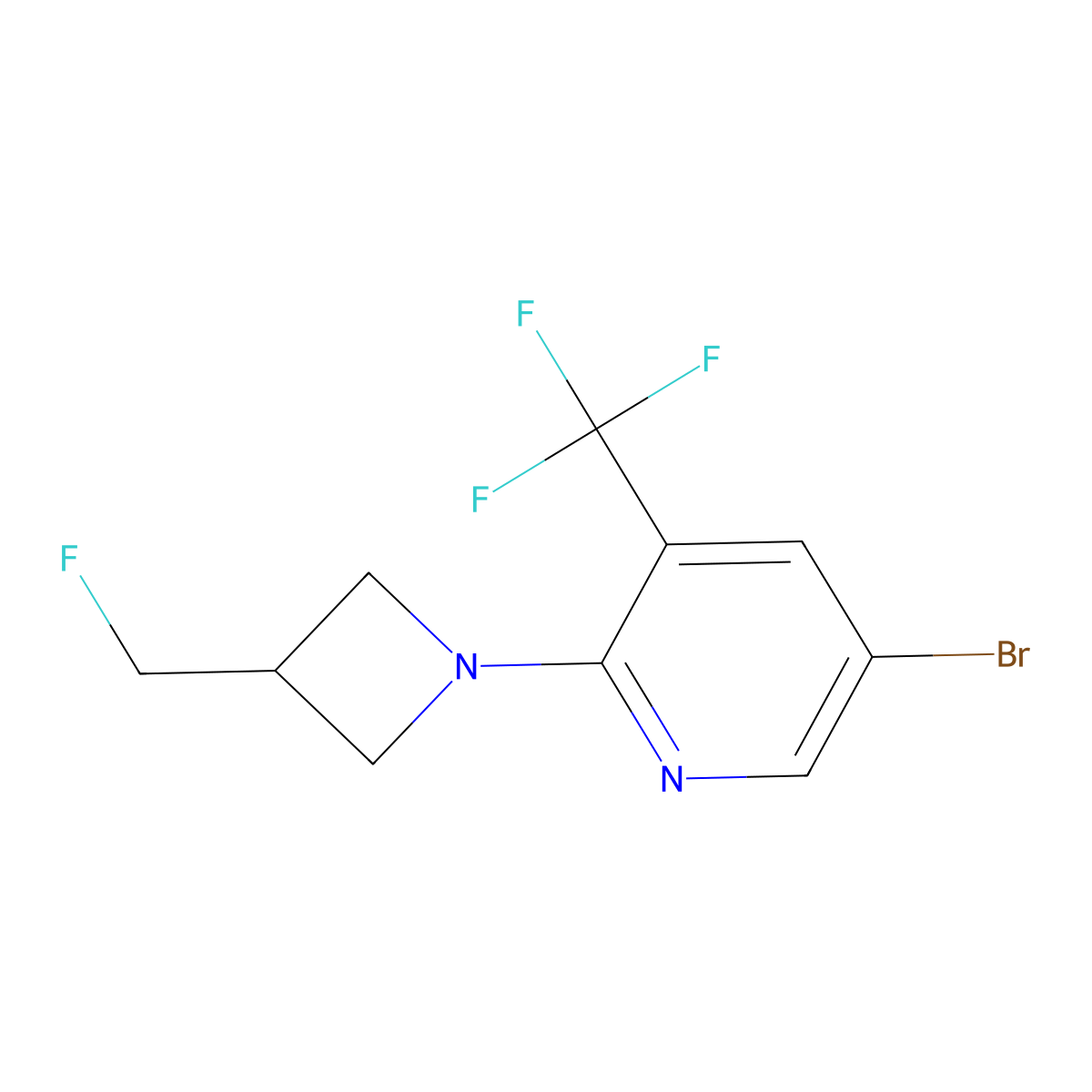 5-Bromo-2-[3-(fluoromethyl)azetidin-1-yl]-3-(trifluoromethyl)pyridine molecular structure, CAS 3054618-45-7