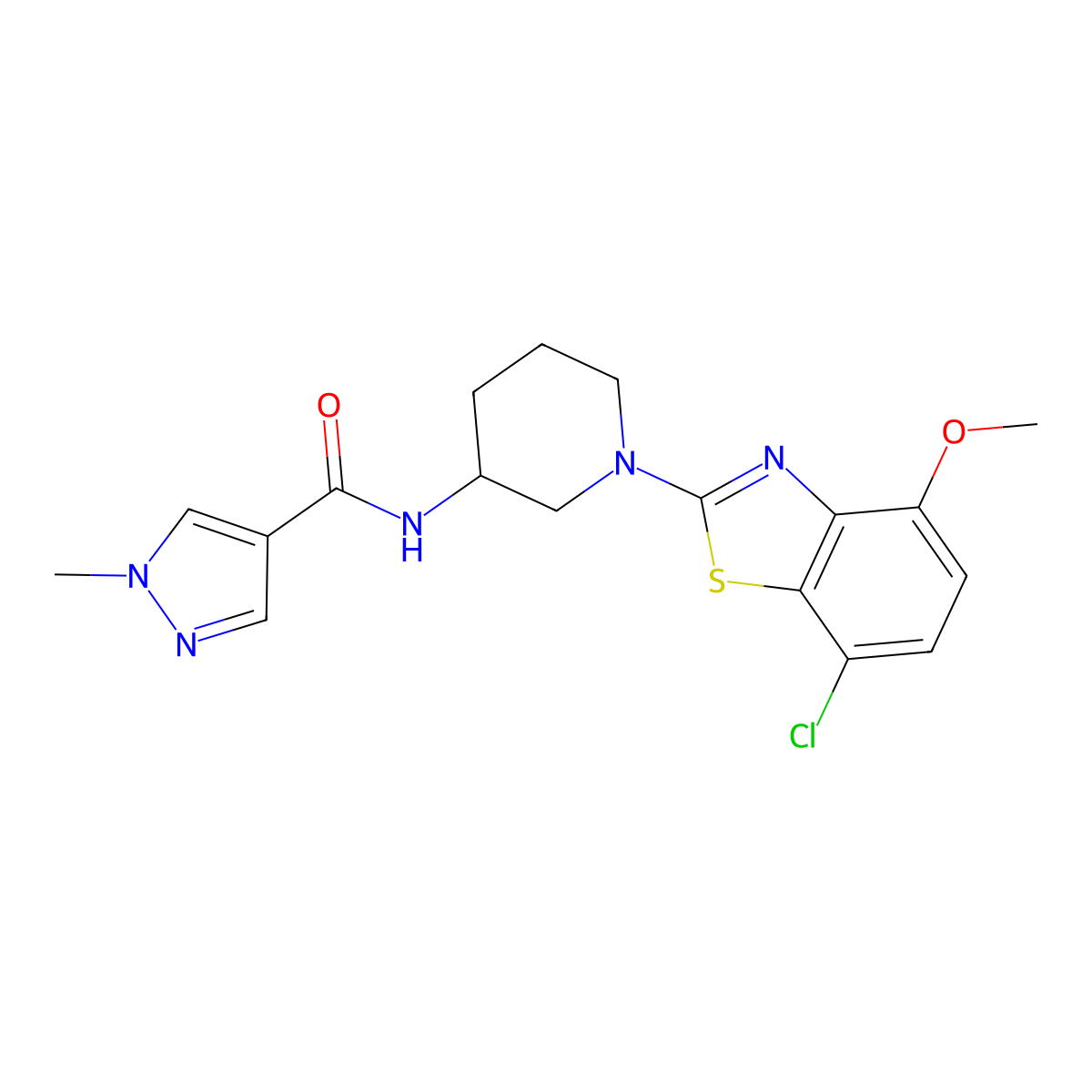 N-[1-(7-chloro-4-methoxy-1,3-benzothiazol-2-yl)piperidin-3-yl]-1-methyl-1H-pyrazole-4-carboxamide molecular structure, CAS 3054618-46-8