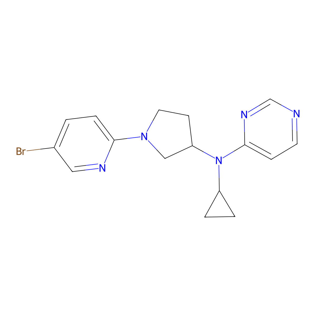 N-[1-(5-bromopyridin-2-yl)pyrrolidin-3-yl]-N-cyclopropylpyrimidin-4-amine molecular structure, CAS 3054618-47-9