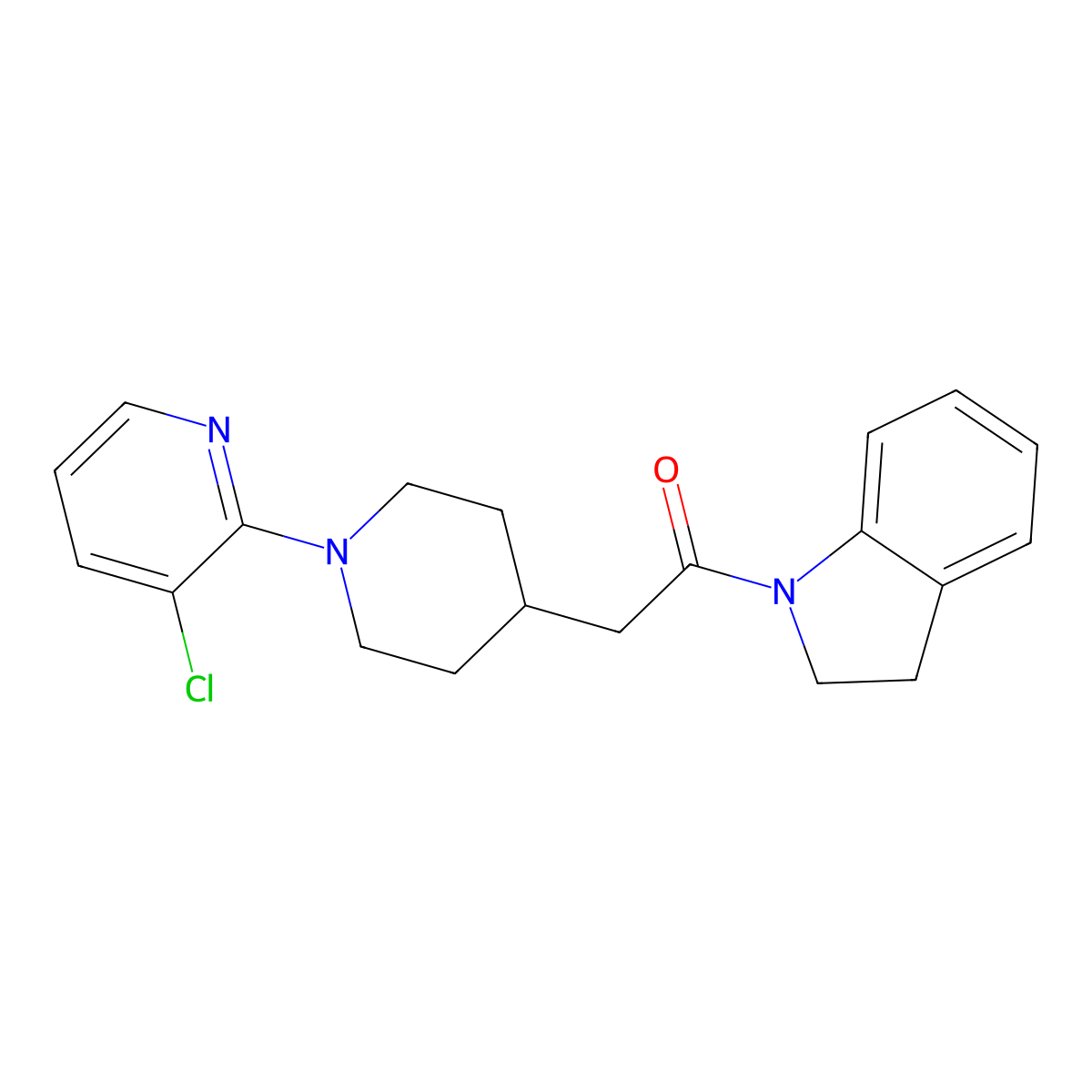 2-[1-(3-chloropyridin-2-yl)piperidin-4-yl]-1-(2,3-dihydro-1H-indol-1-yl)ethan-1-one molecular structure, CAS 3054618-50-4