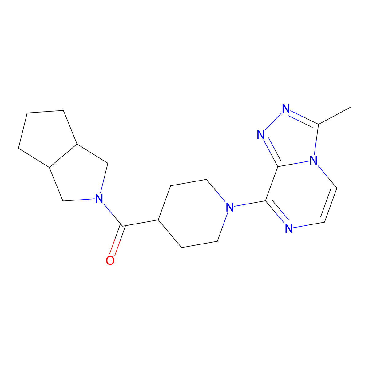 1-{3-Methyl-[1,2,4]triazolo[4,3-a]pyrazin-8-yl}-4-{octahydrocyclopenta[c]pyrrole-2-carbonyl}piperidine molecular structure, CAS 3054618-63-9