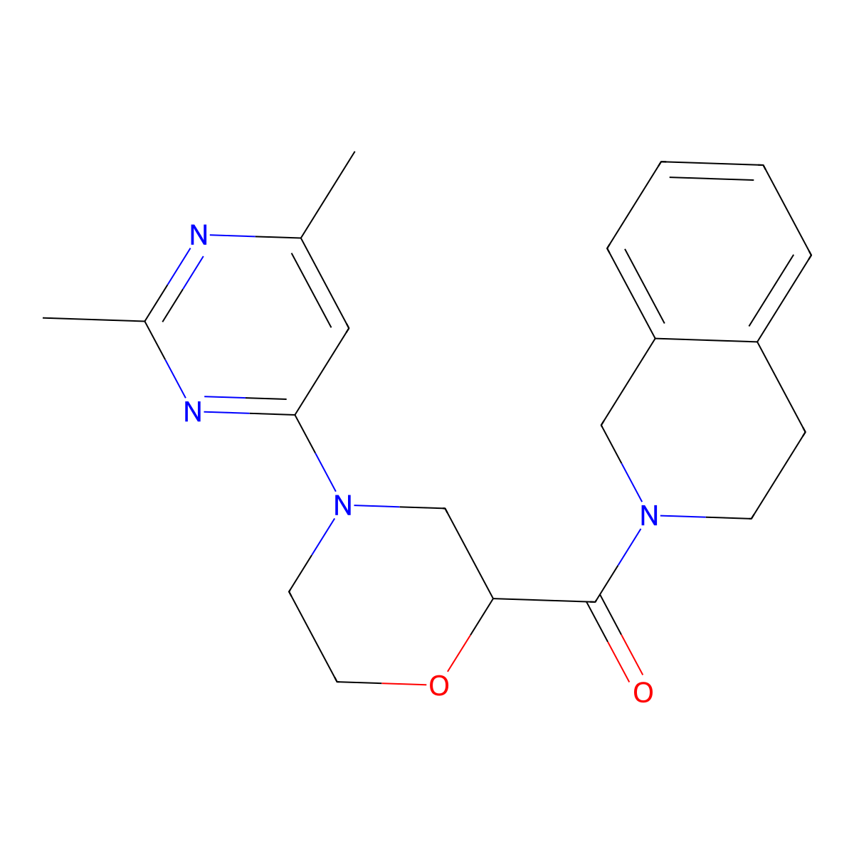 2-[4-(2,6-Dimethylpyrimidin-4-yl)morpholine-2-carbonyl]-1,2,3,4-tetrahydroisoquinoline molecular structure, CAS 3054618-76-4