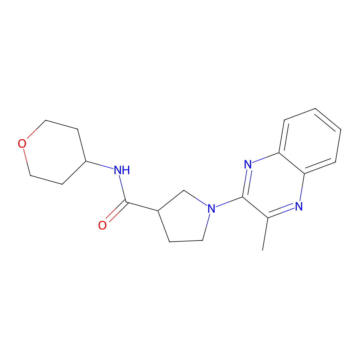 1-(3-methylquinoxalin-2-yl)-N-(oxan-4-yl)pyrrolidine-3-carboxamide molecular structure, CAS 3054618-77-5