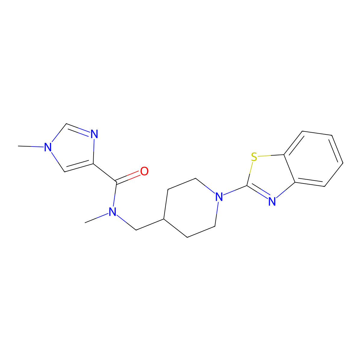 N-{[1-(1,3-benzothiazol-2-yl)piperidin-4-yl]methyl}-N,1-dimethyl-1H-imidazole-4-carboxamide molecular structure, CAS 3054618-78-6