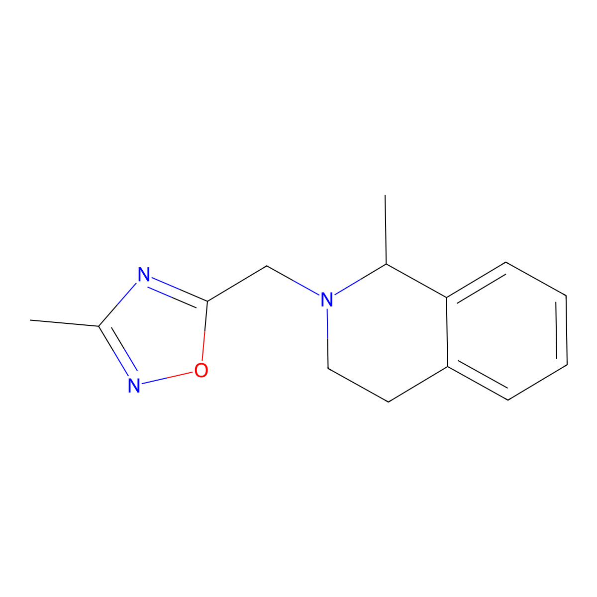 1-Methyl-2-[(3-methyl-1,2,4-oxadiazol-5-yl)methyl]-1,2,3,4-tetrahydroisoquinoline molecular structure, CAS 3054618-92-4