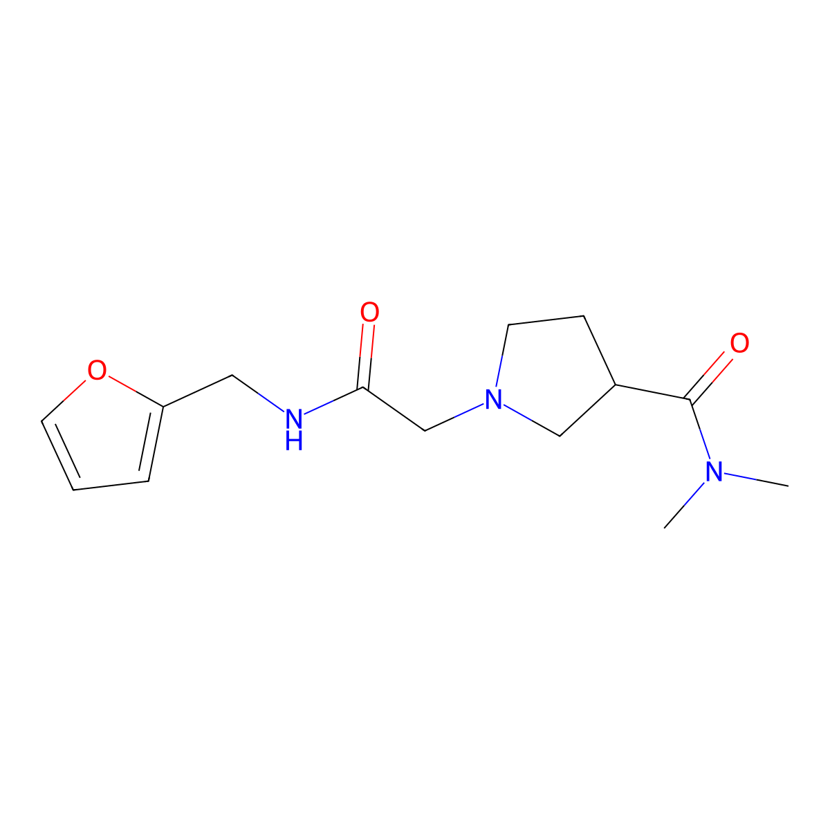 1-({[(furan-2-yl)methyl]carbamoyl}methyl)-N,N-dimethylpyrrolidine-3-carboxamide molecular structure, CAS 3054618-94-6