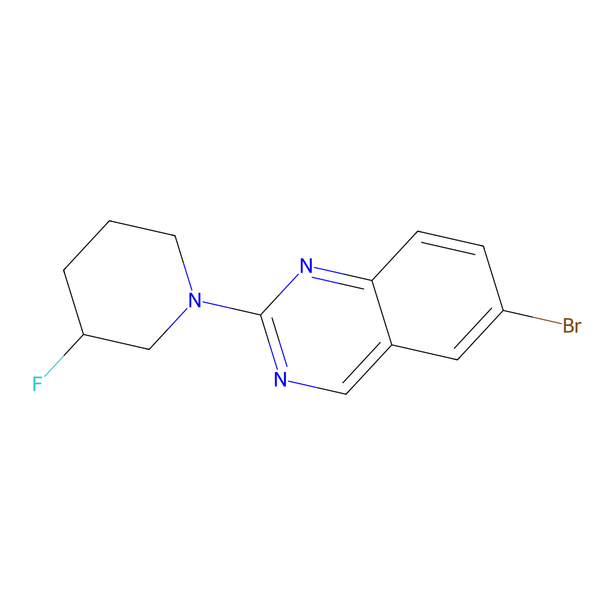 6-Bromo-2-(3-fluoropiperidin-1-yl)quinazoline molecular structure, CAS 3054618-95-7