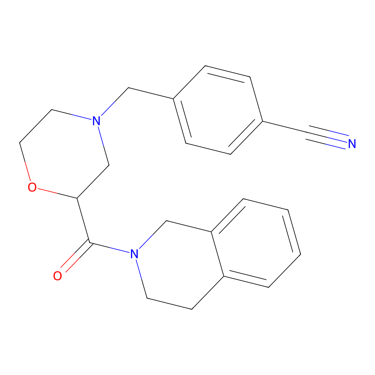 4-{[2-(1,2,3,4-Tetrahydroisoquinoline-2-carbonyl)morpholin-4-yl]methyl}benzonitrile molecular structure, CAS 3054619-01-8