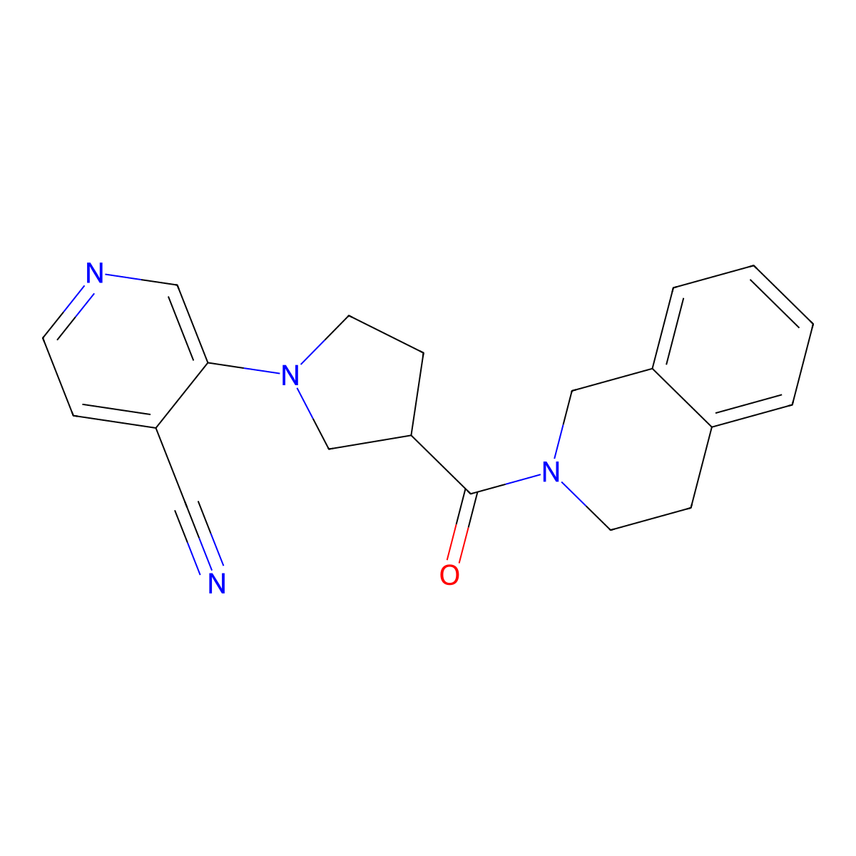3-[3-(1,2,3,4-Tetrahydroisoquinoline-2-carbonyl)pyrrolidin-1-yl]pyridine-4-carbonitrile molecular structure, CAS 3054619-06-3