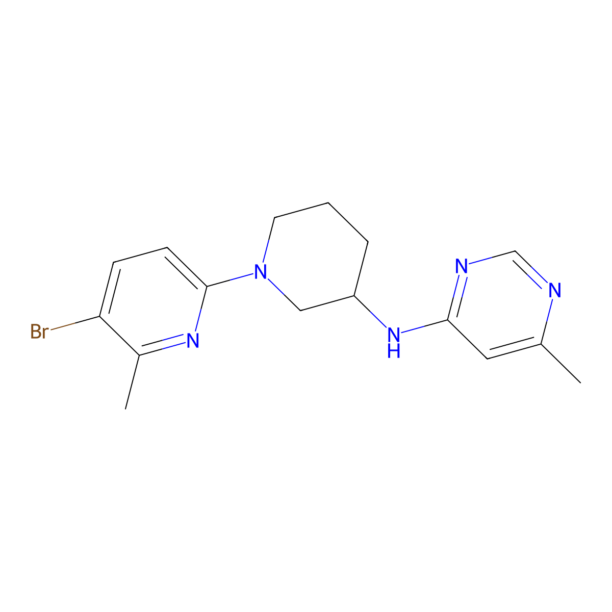 N-[1-(5-bromo-6-methylpyridin-2-yl)piperidin-3-yl]-6-methylpyrimidin-4-amine molecular structure, CAS 3054619-10-9