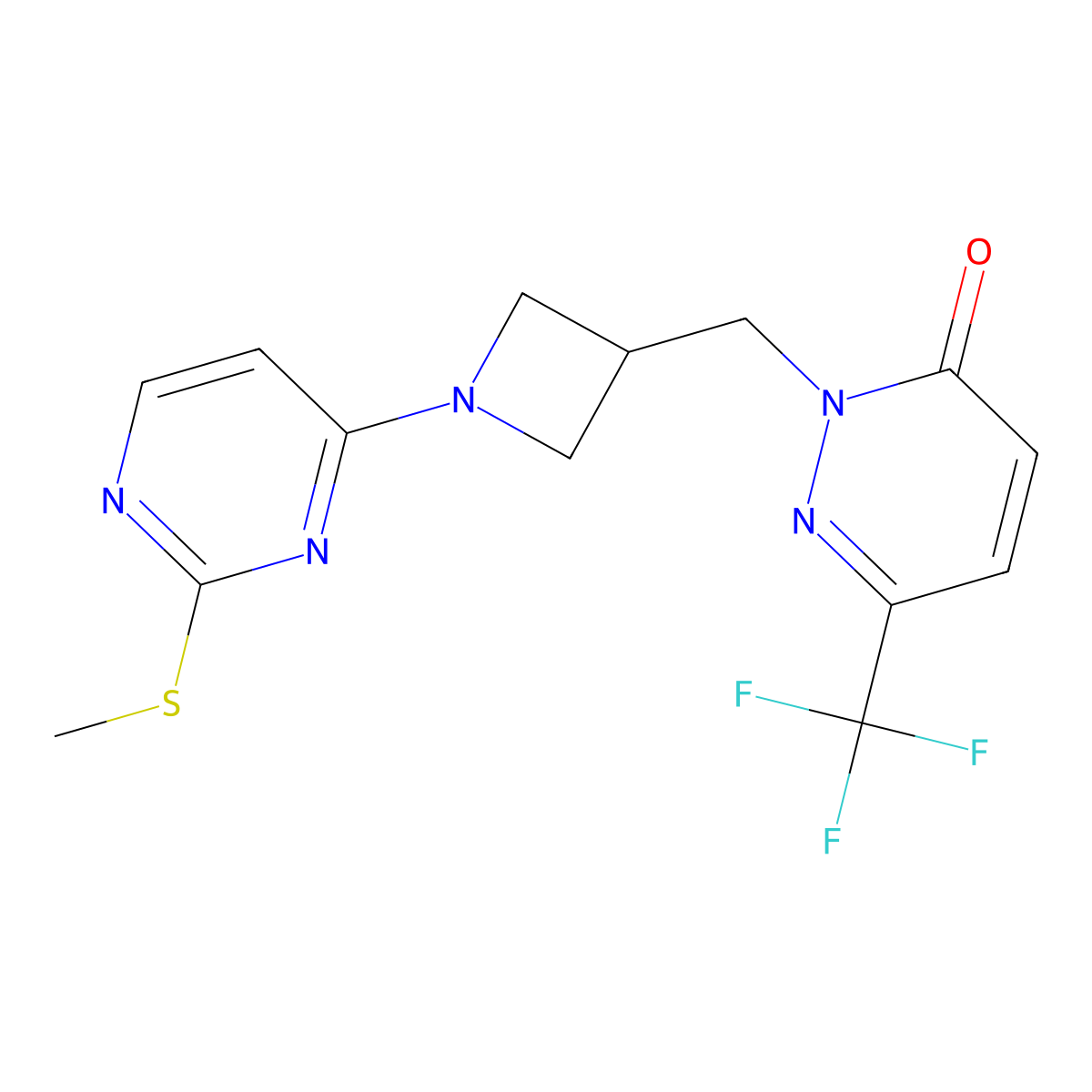 2-({1-[2-(Methylsulfanyl)pyrimidin-4-yl]azetidin-3-yl}methyl)-6-(trifluoromethyl)-2,3-dihydropyridazin-3-one molecular structure, CAS 3054619-11-0